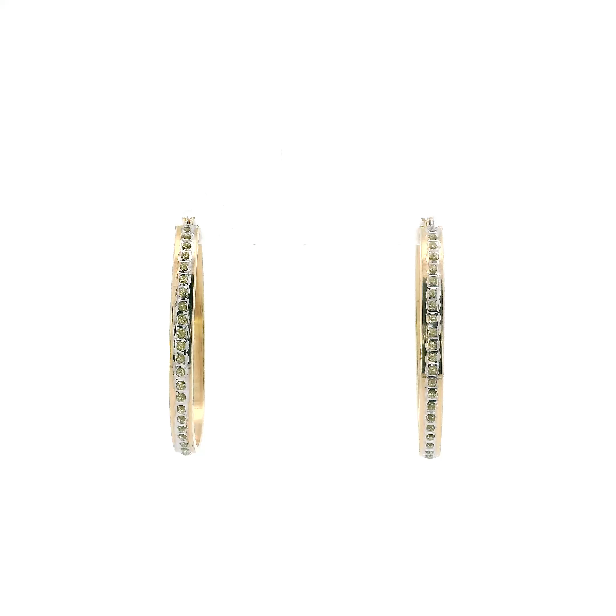 14K Yellow Gold Illusion Oval Hoop Earrings