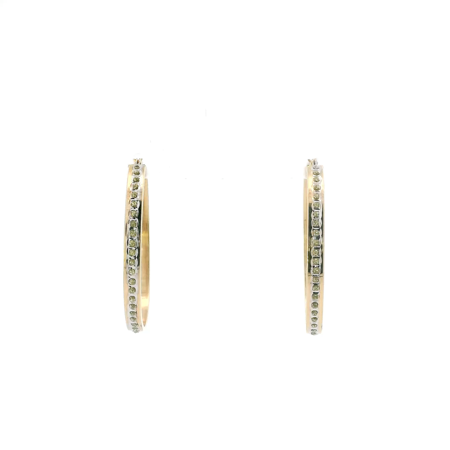 14K Yellow Gold Illusion Oval Hoop Earrings