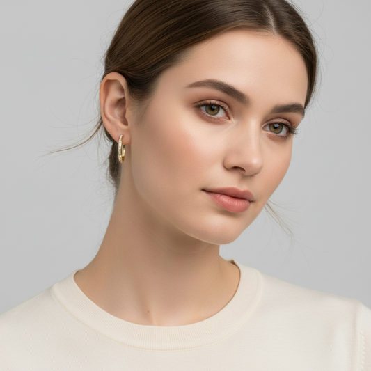 14K Yellow Gold Illusion Oval Hoop Earrings