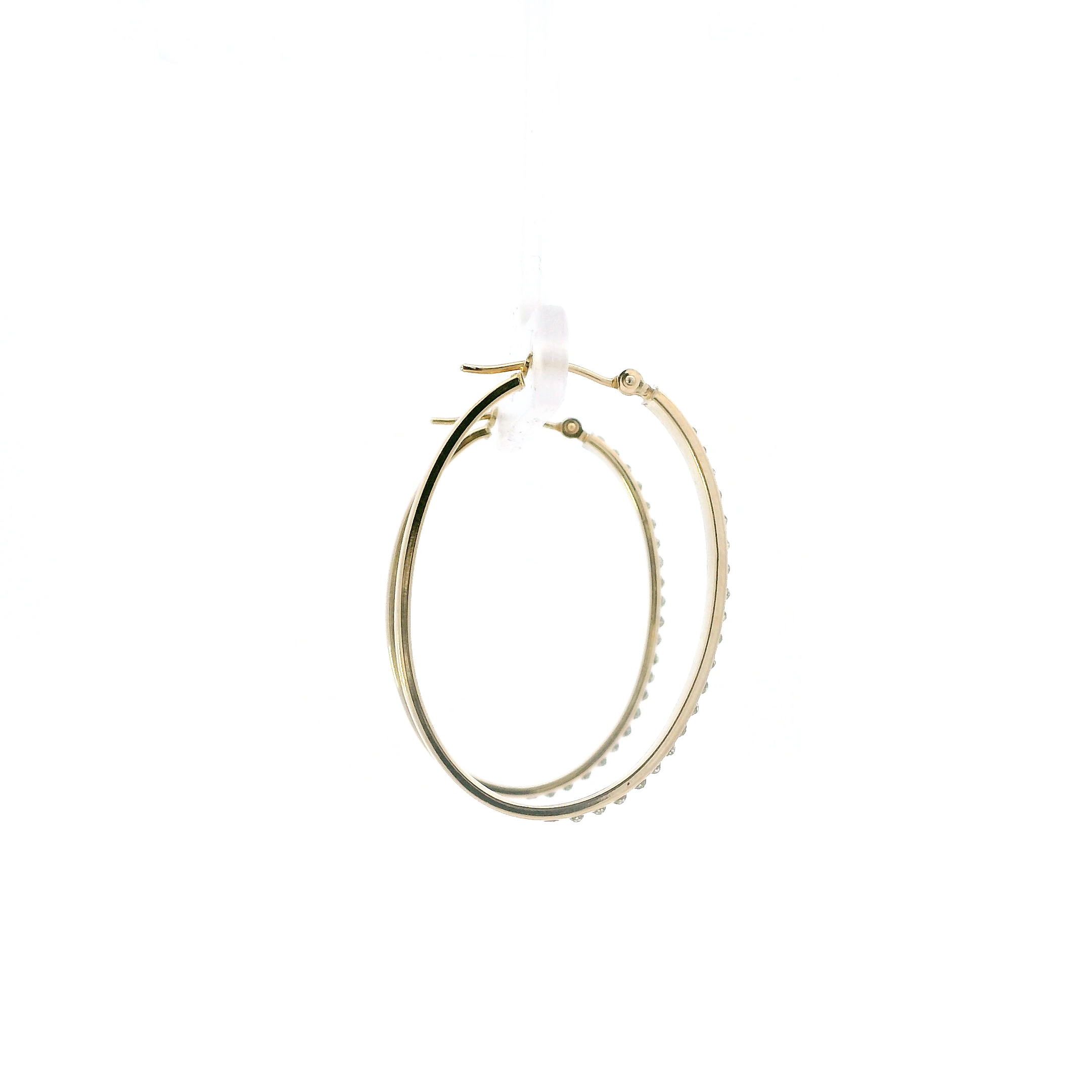 14K Yellow Gold Illusion Oval Hoop Earrings