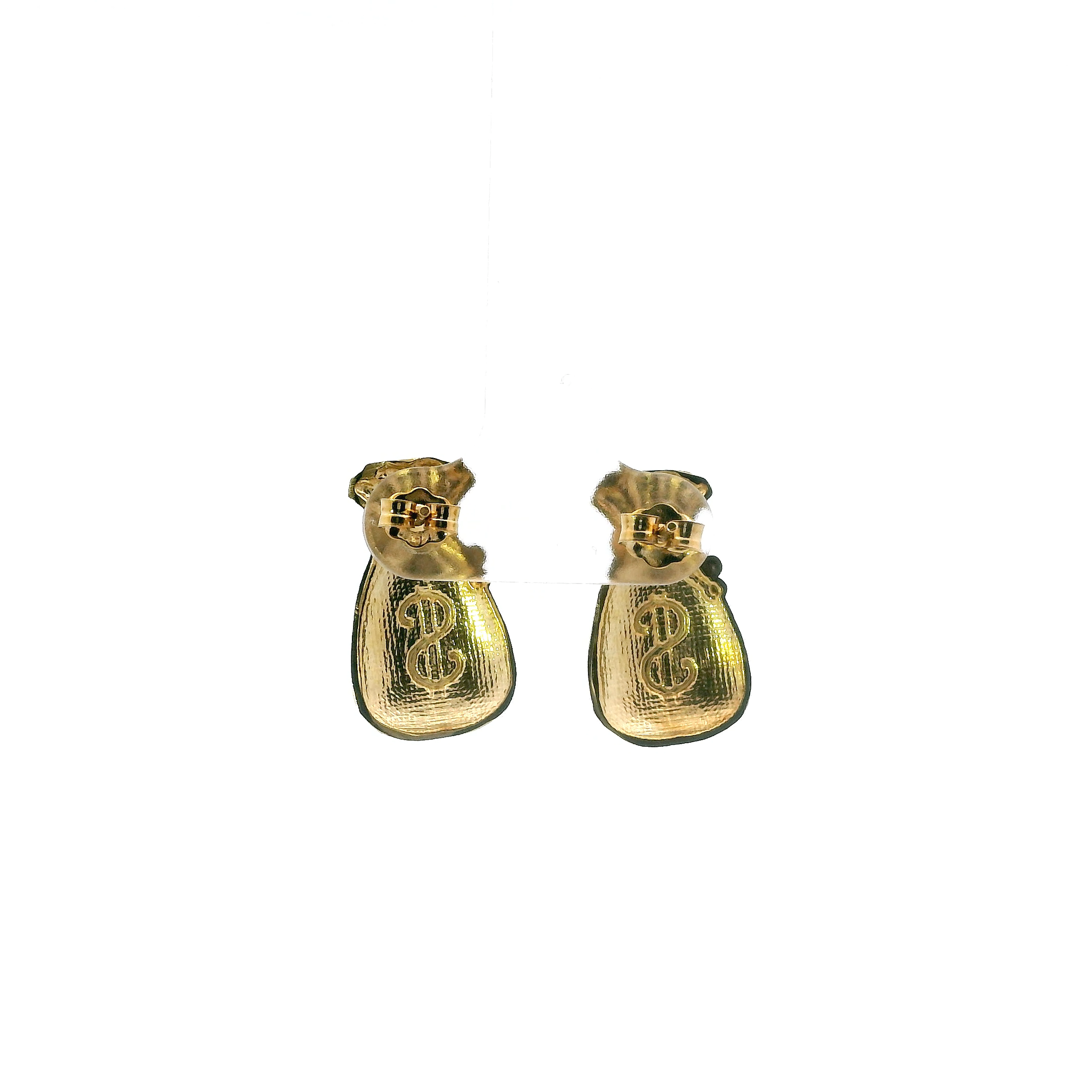 10K Yellow Gold Money Bag Stud Earrings