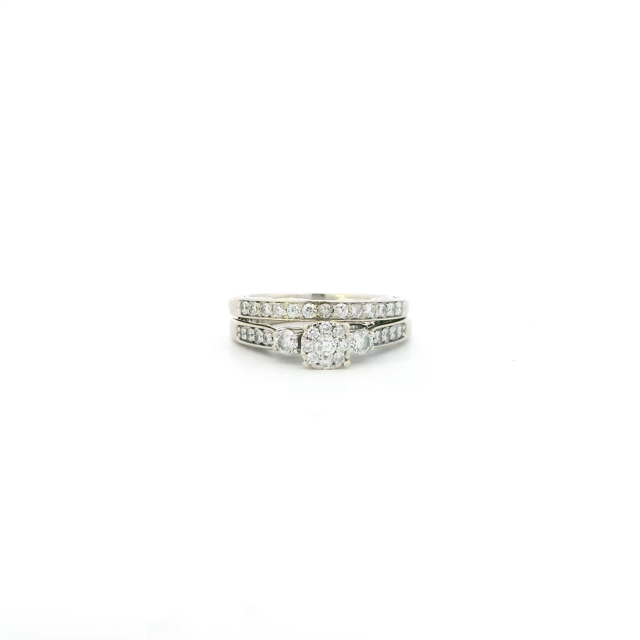 14K White Gold Diamonds & Sapphire Disney Enchanted Engagement & Wedding Ring Set - 0.75ct