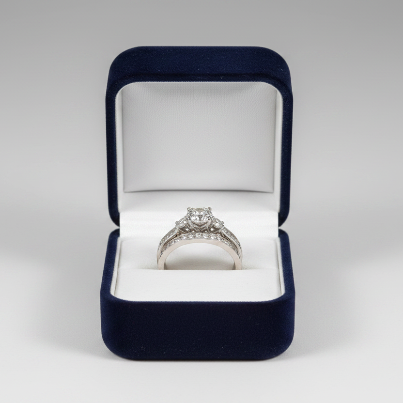 14K White Gold Diamonds & Sapphire Disney Enchanted Engagement & Wedding Ring Set - 0.75ct