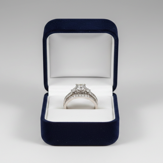 14K White Gold Diamonds & Sapphire Disney Enchanted Engagement & Wedding Ring Set - 0.75ct