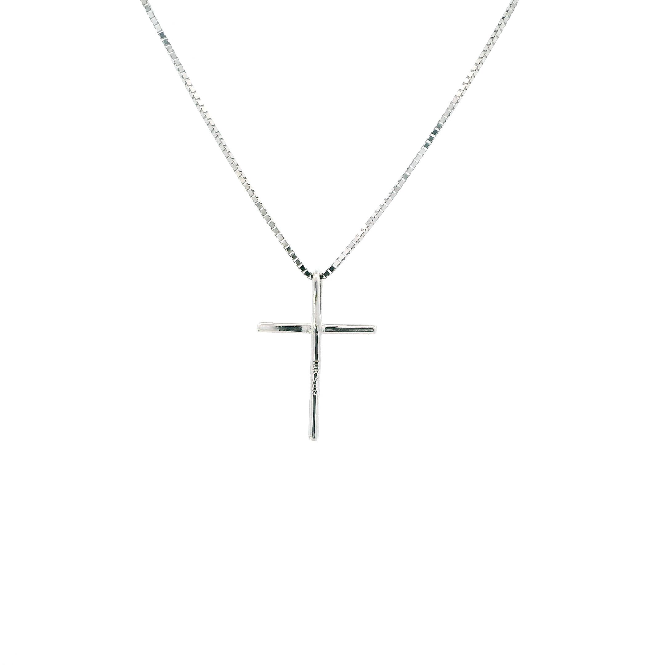 10K White Gold Diamond Cross Pendant & 24