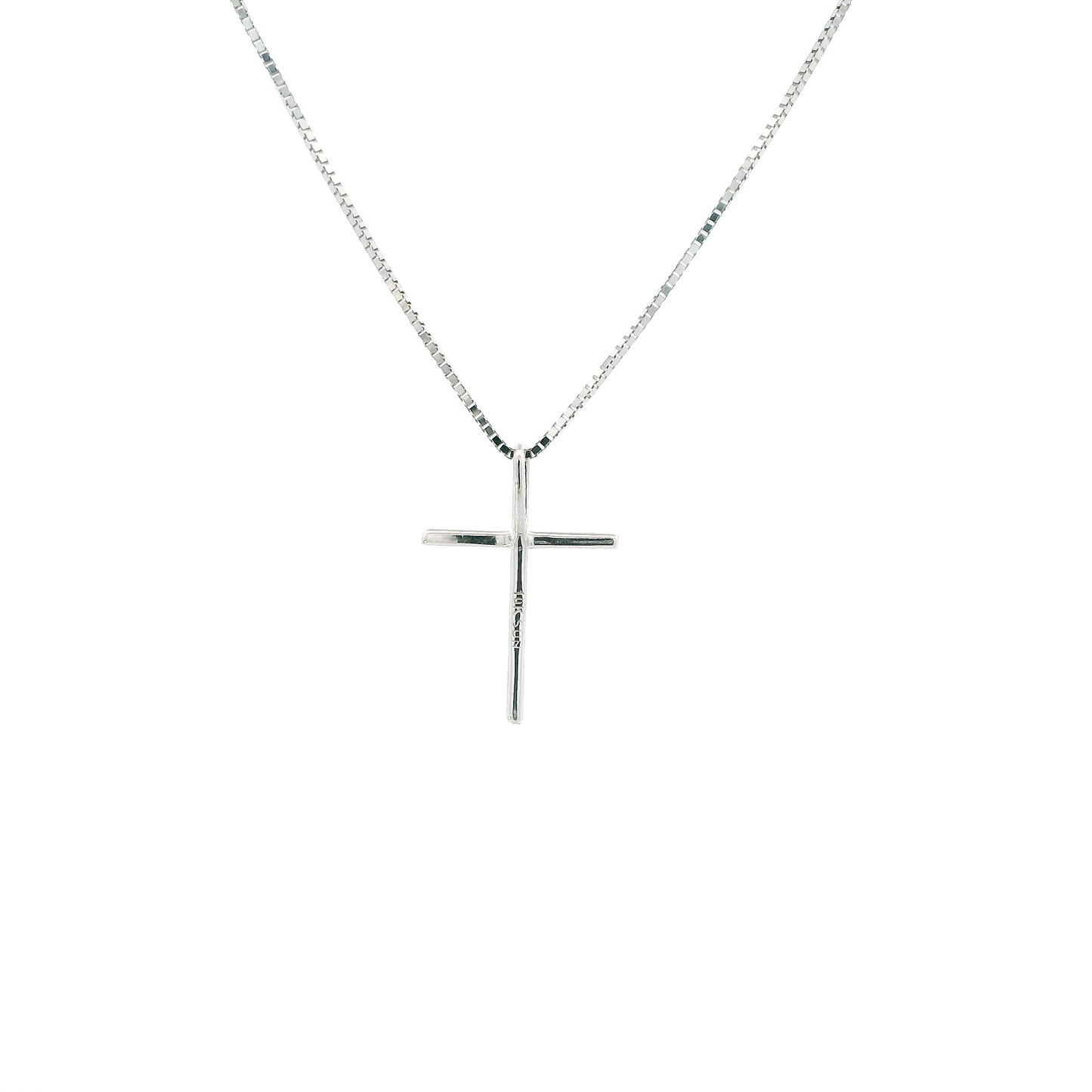 10K White Gold Diamond Cross Pendant & 24" Box Chain