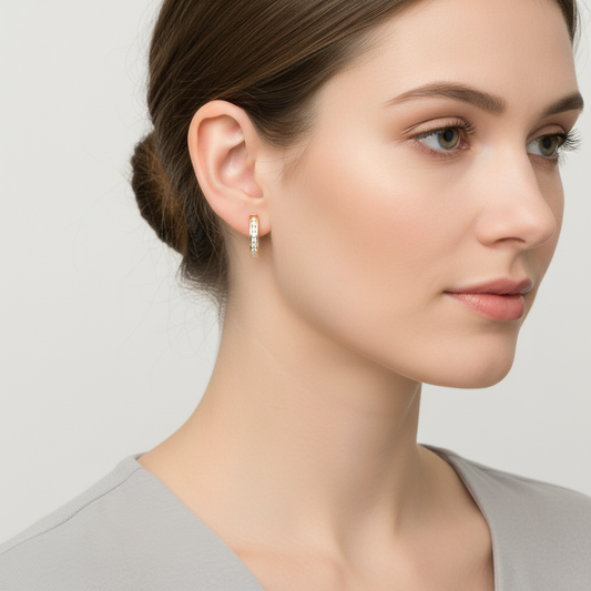 14K Yellow Gold Diamond Lever Back Earrings