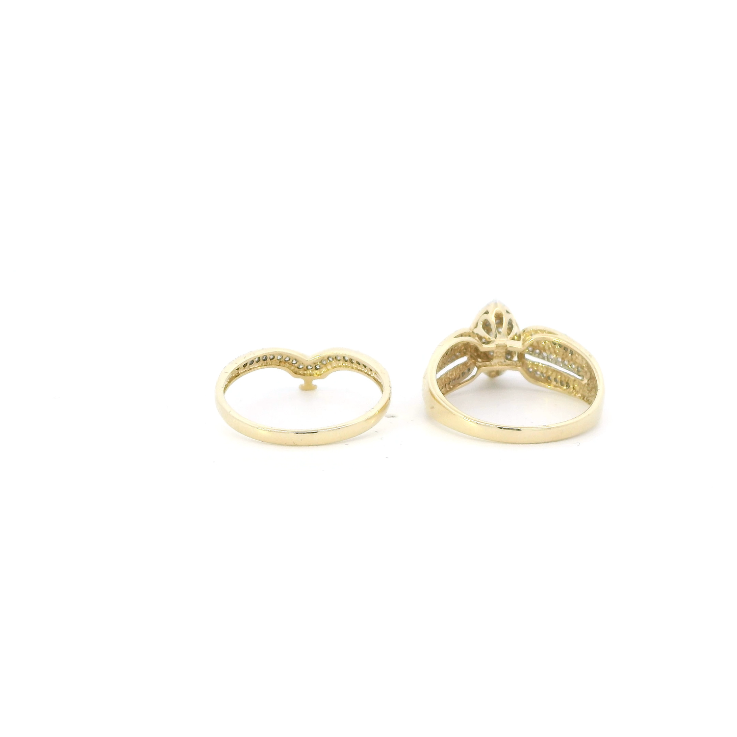 10K Yellow Gold Diamond Engagement & Wedding Ring - 0.05ct
