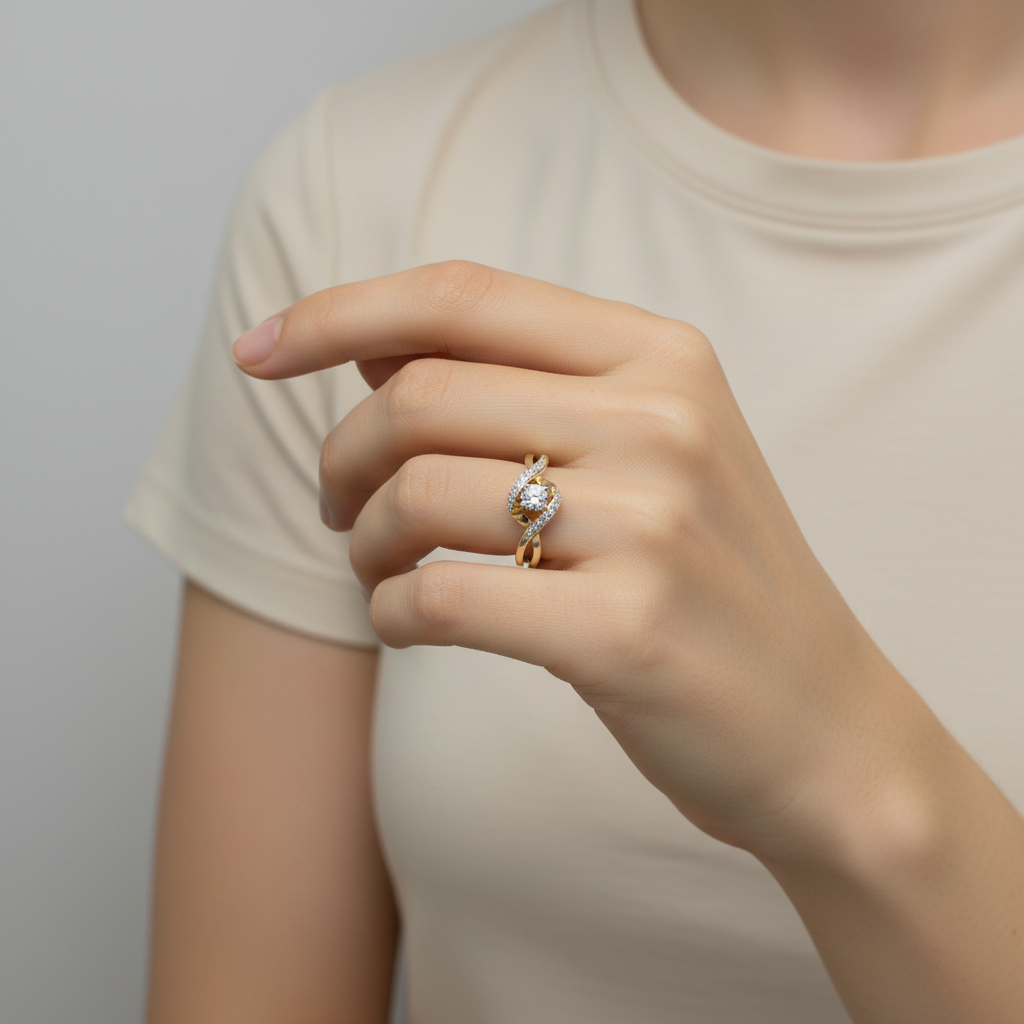 10K Yellow Gold Diamond Womens  Engagement & Wedding Ring Set