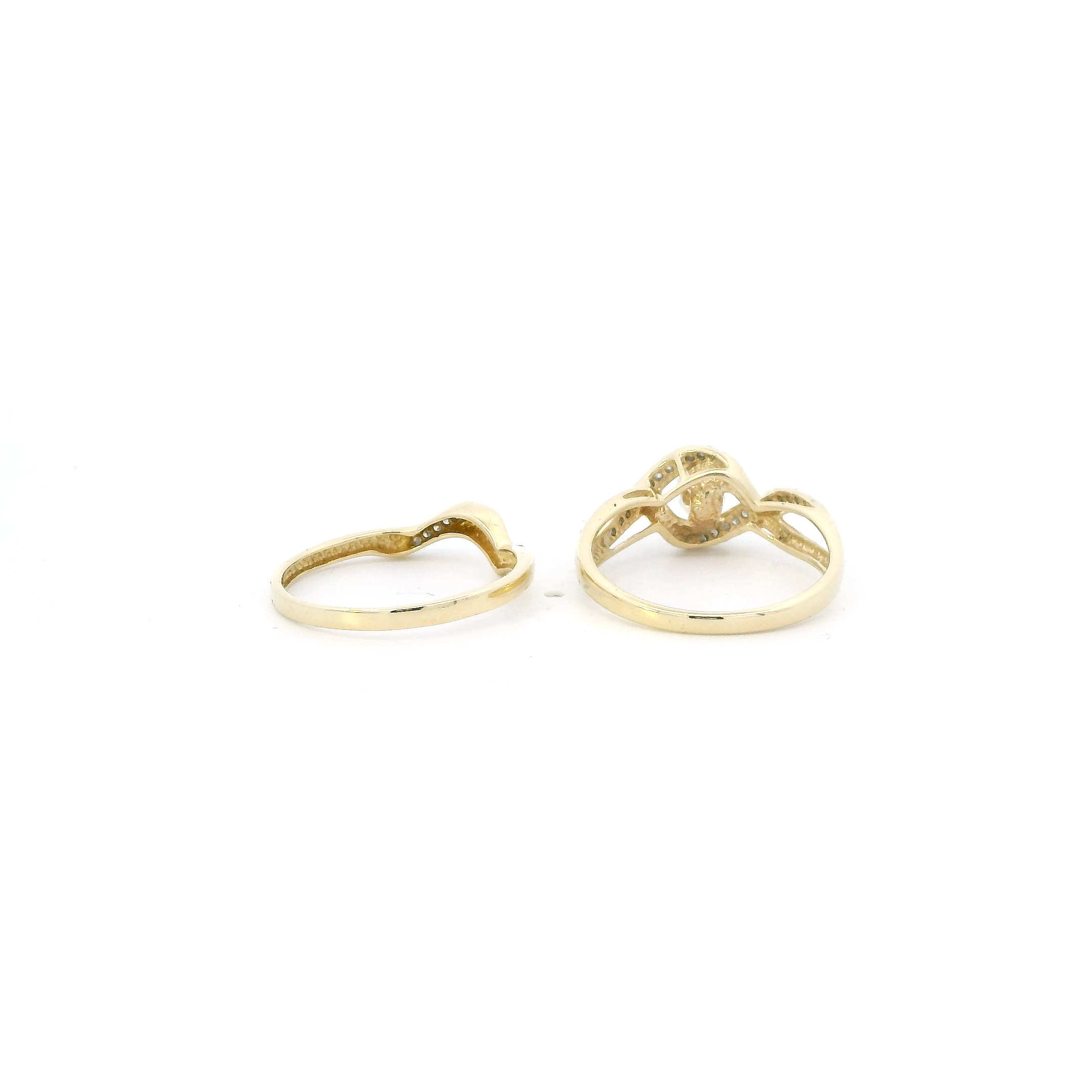 10K Yellow Gold Diamond Womens  Engagement & Wedding Ring Set