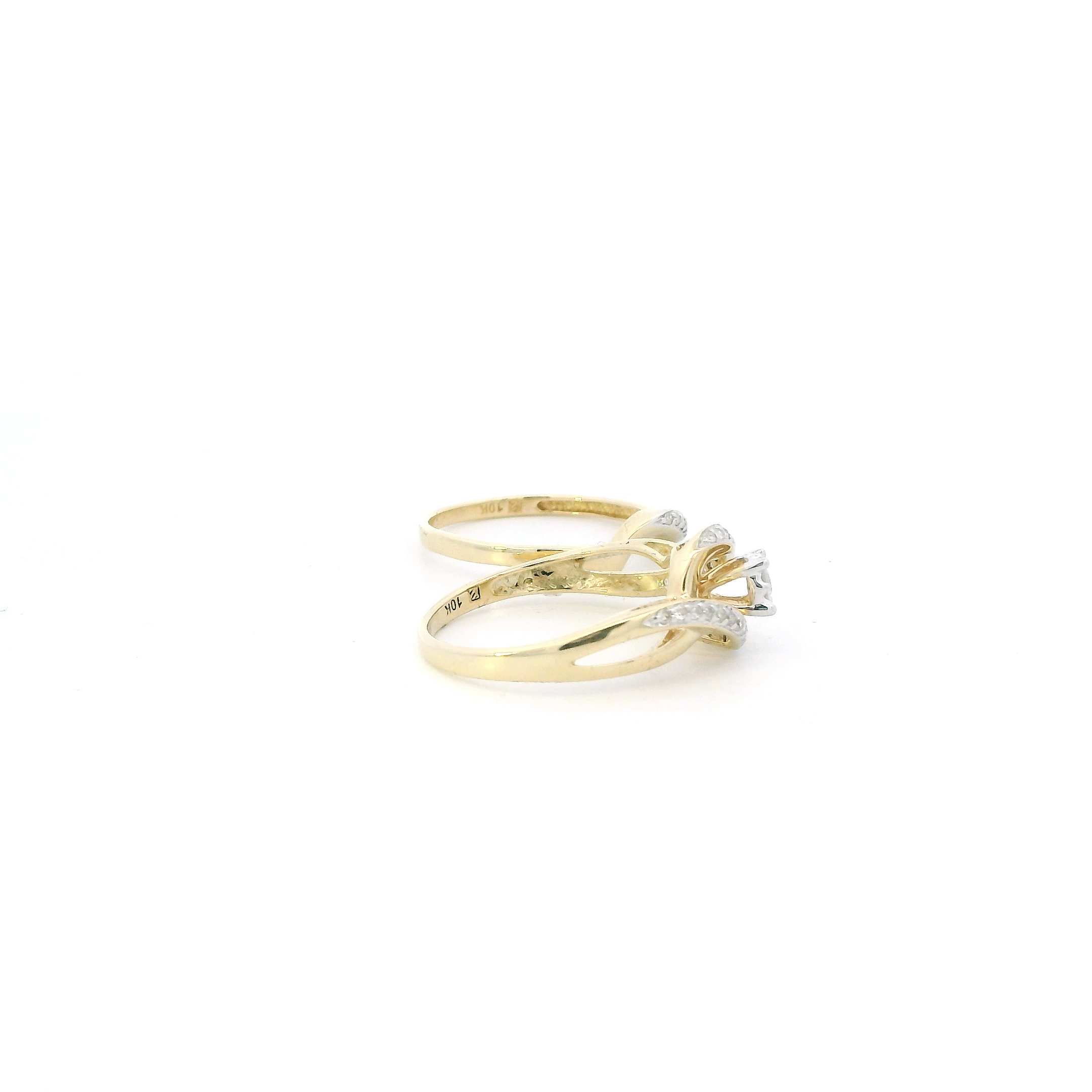 10K Yellow Gold Diamond Womens  Engagement & Wedding Ring Set