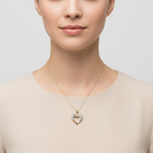 10K Yellow Gold Diamond Heart Pendant - 0.33ct