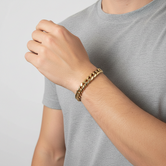 10K Yellow Gold 9" Hollow Curb Bracelet