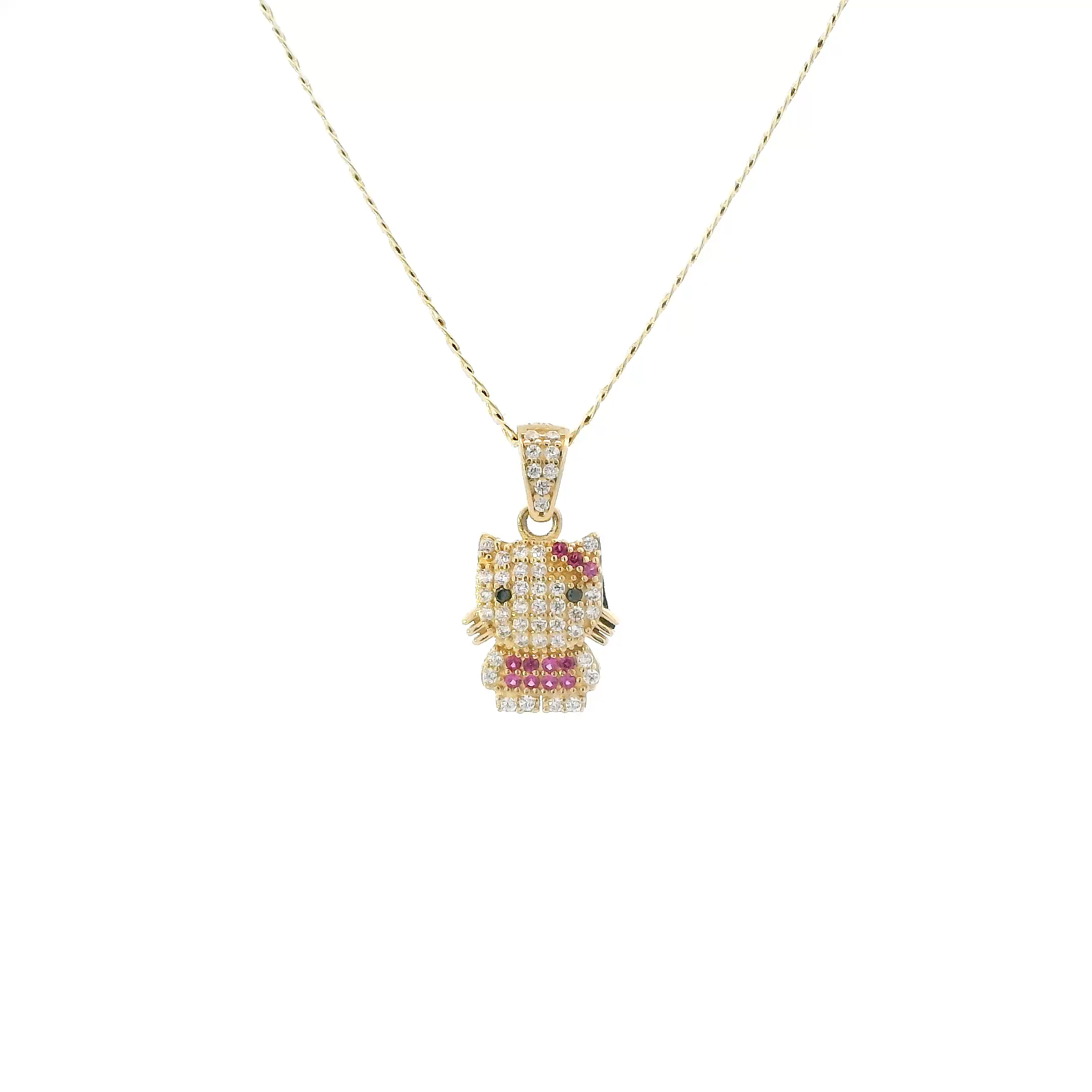 14K Yellow Gold Hello Kitty Pendant & 16