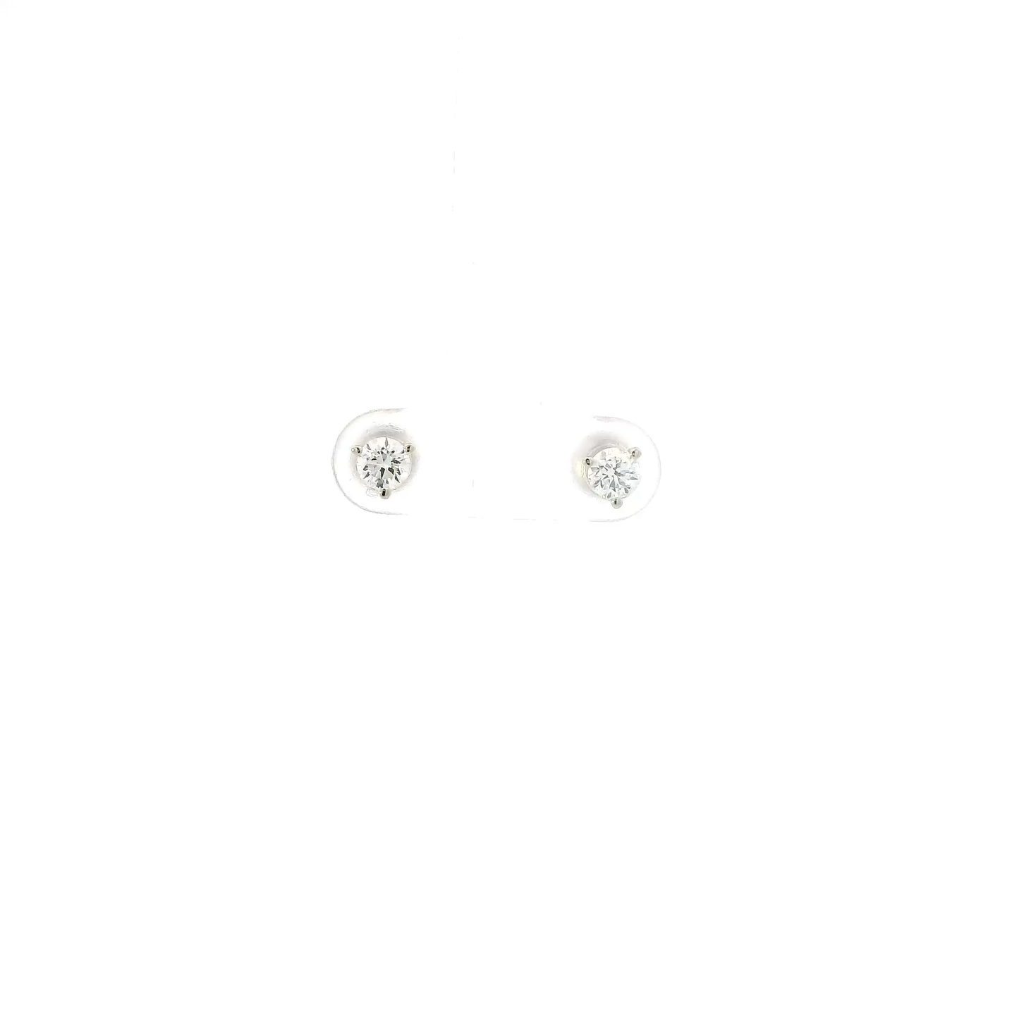 14K White Gold Diamond Solitaire Screwback Earrings- 0.41ct