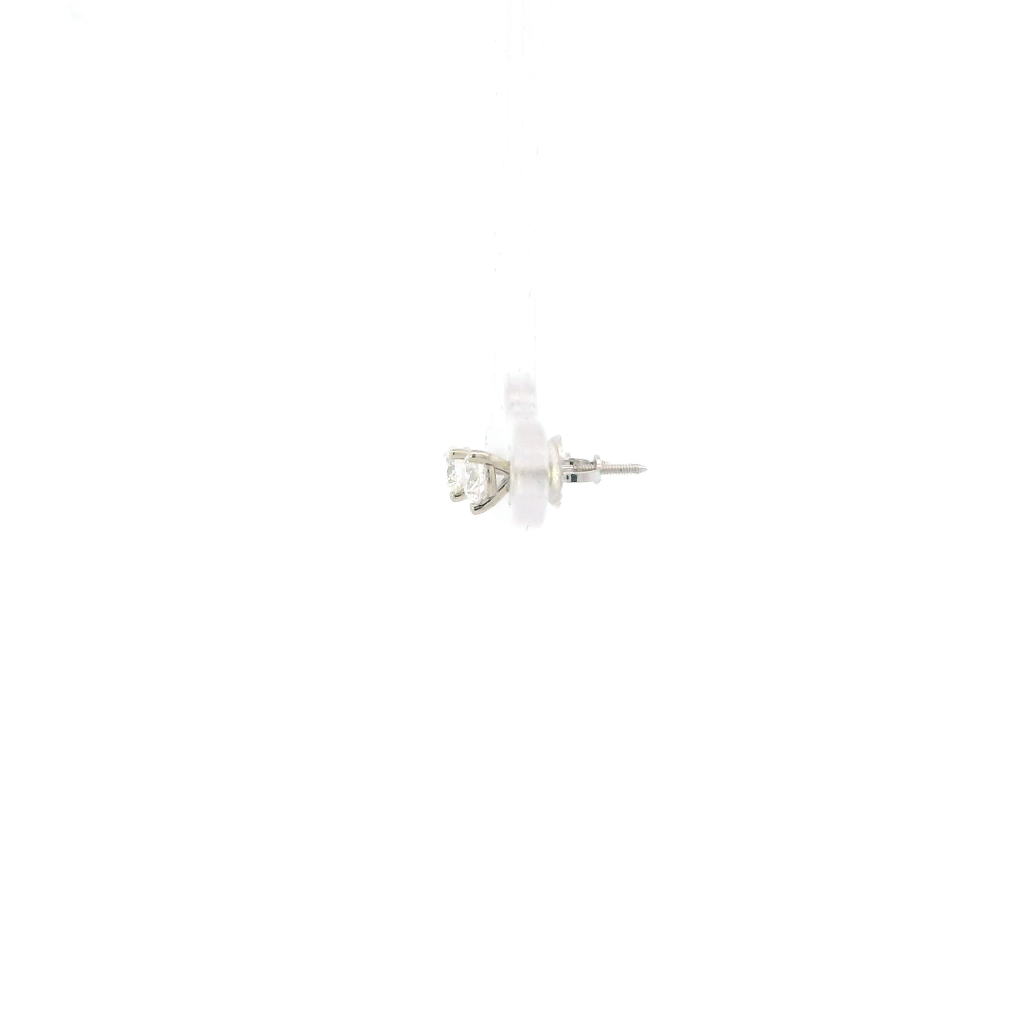 14K White Gold Diamond Solitaire Screwback Earrings- 0.41ct