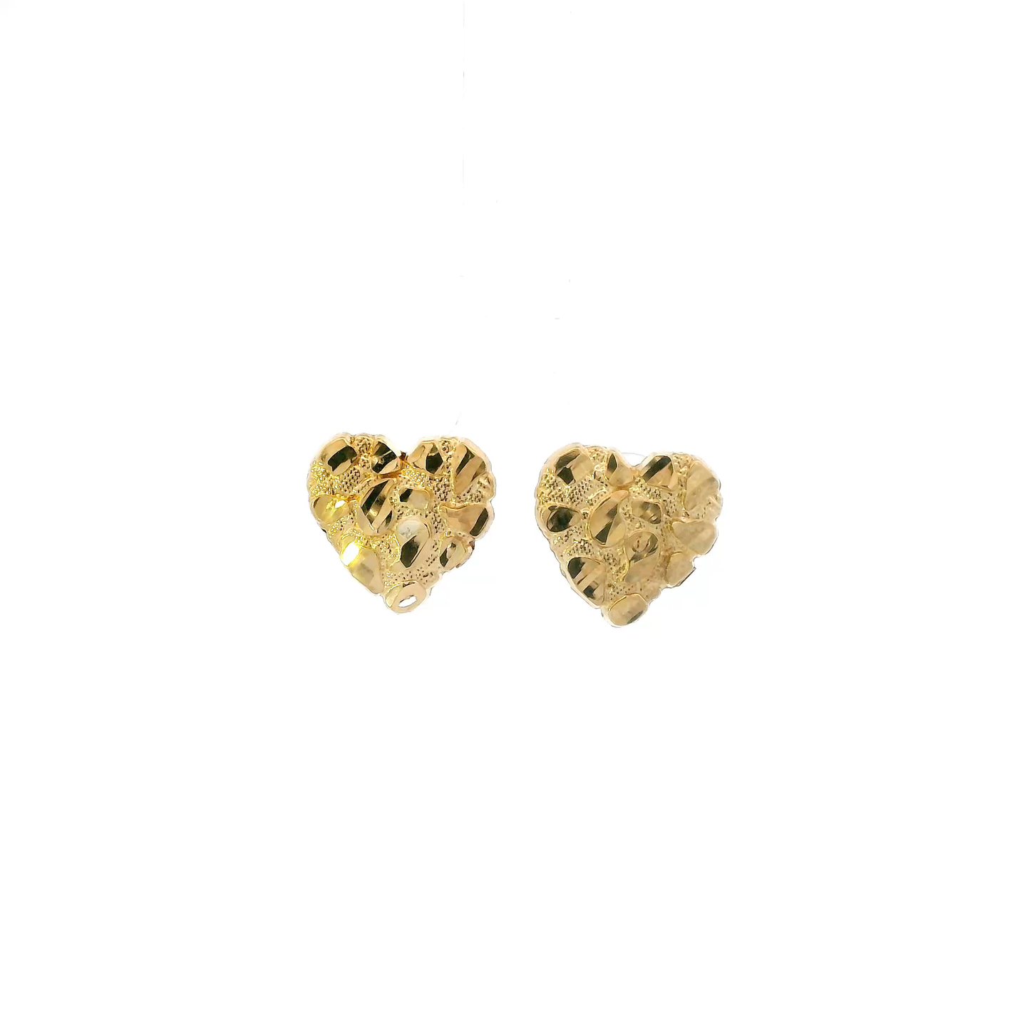 10K Yellow Gold Heart Nugget Stud Earrings
