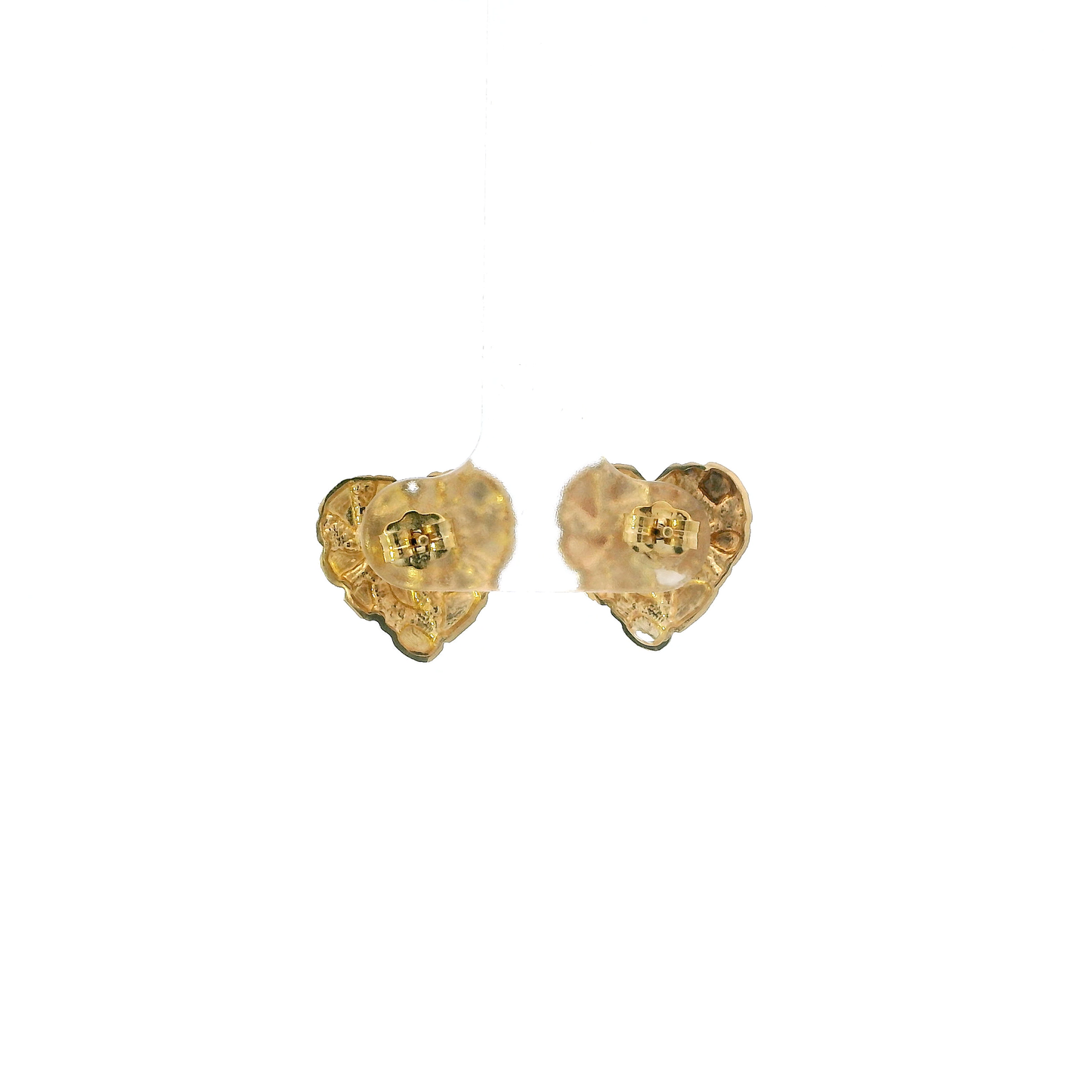 10K Yellow Gold Heart Nugget Stud Earrings
