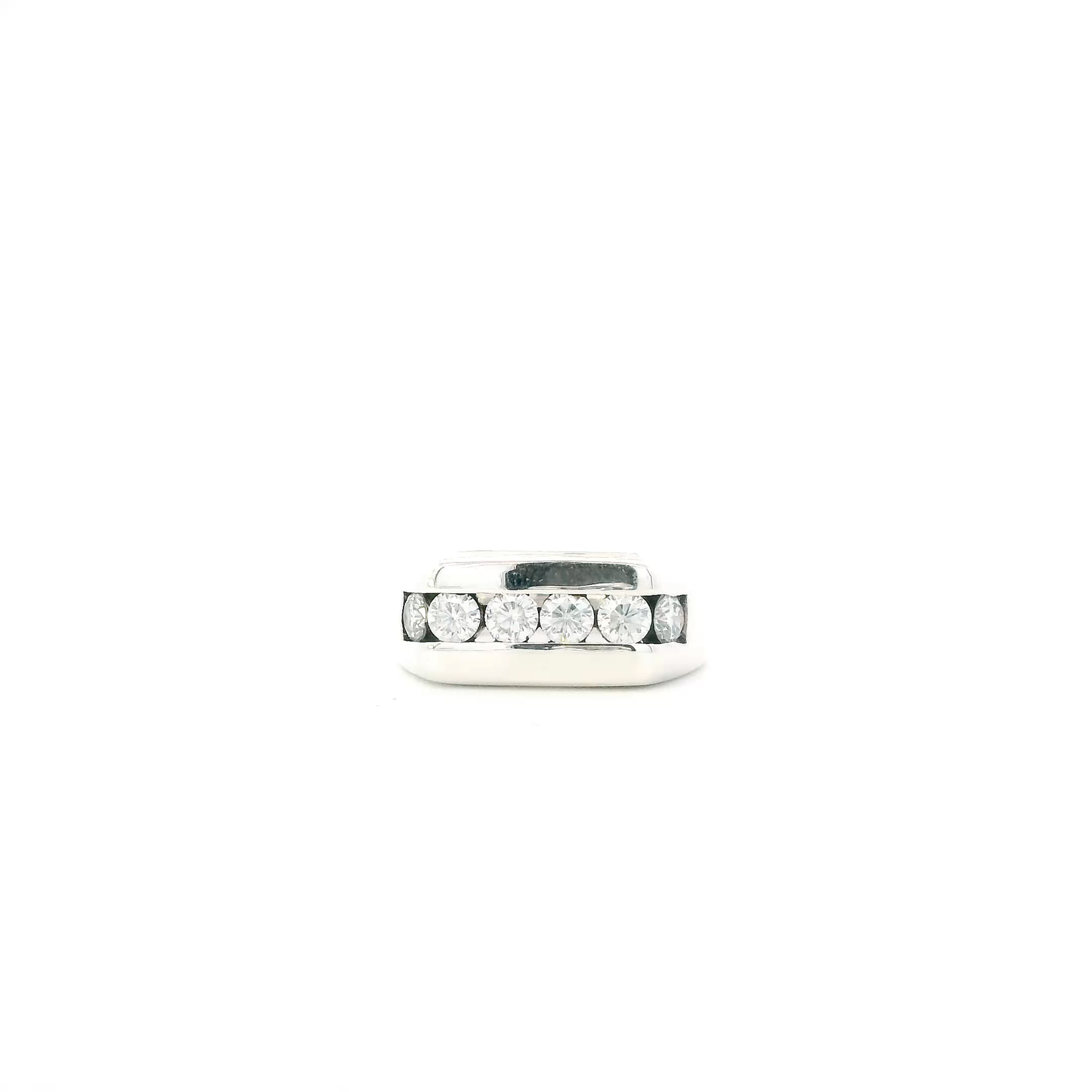 Silver Moissanite Mens Ring