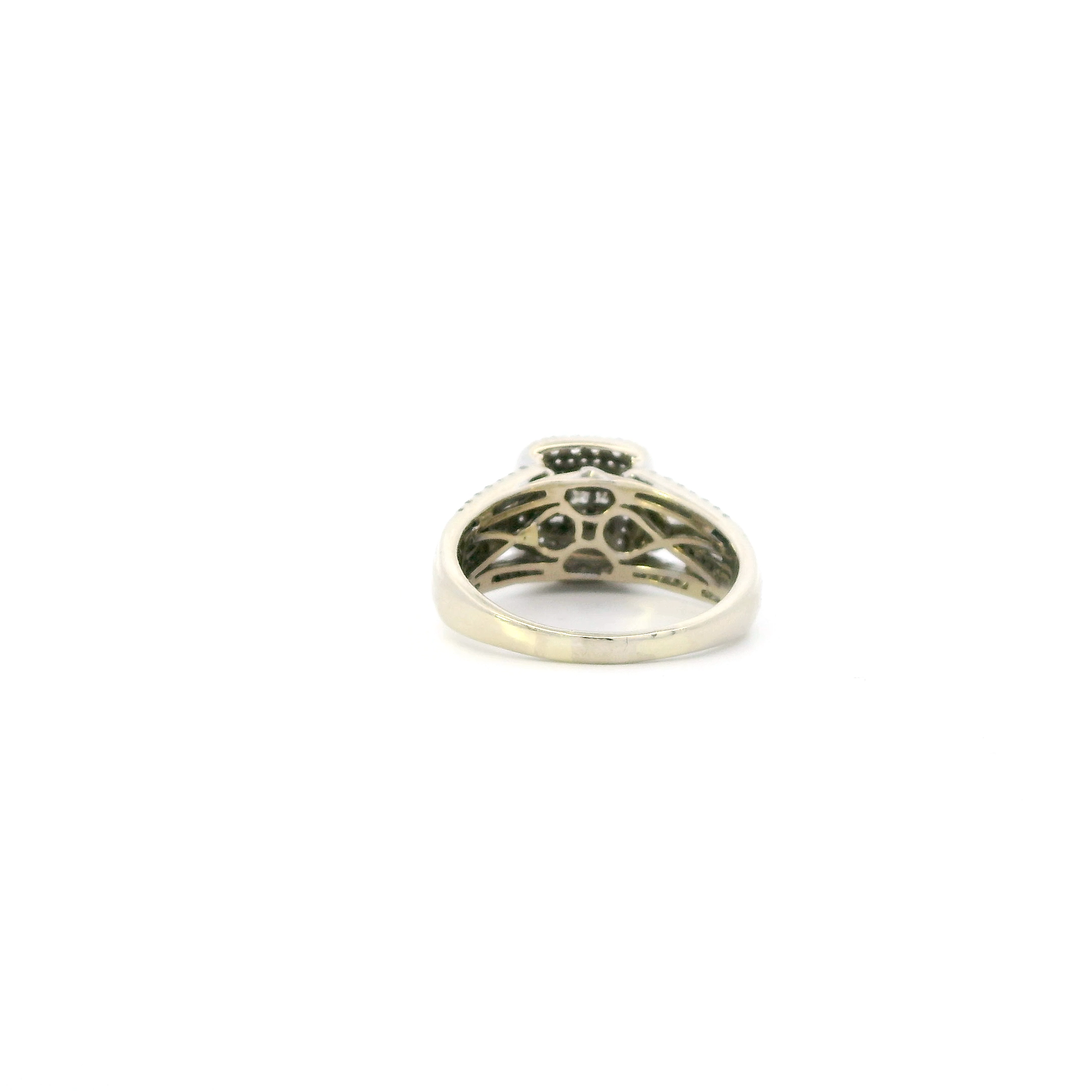 14K White Gold Square Diamond Womens Ring - 0.80ct