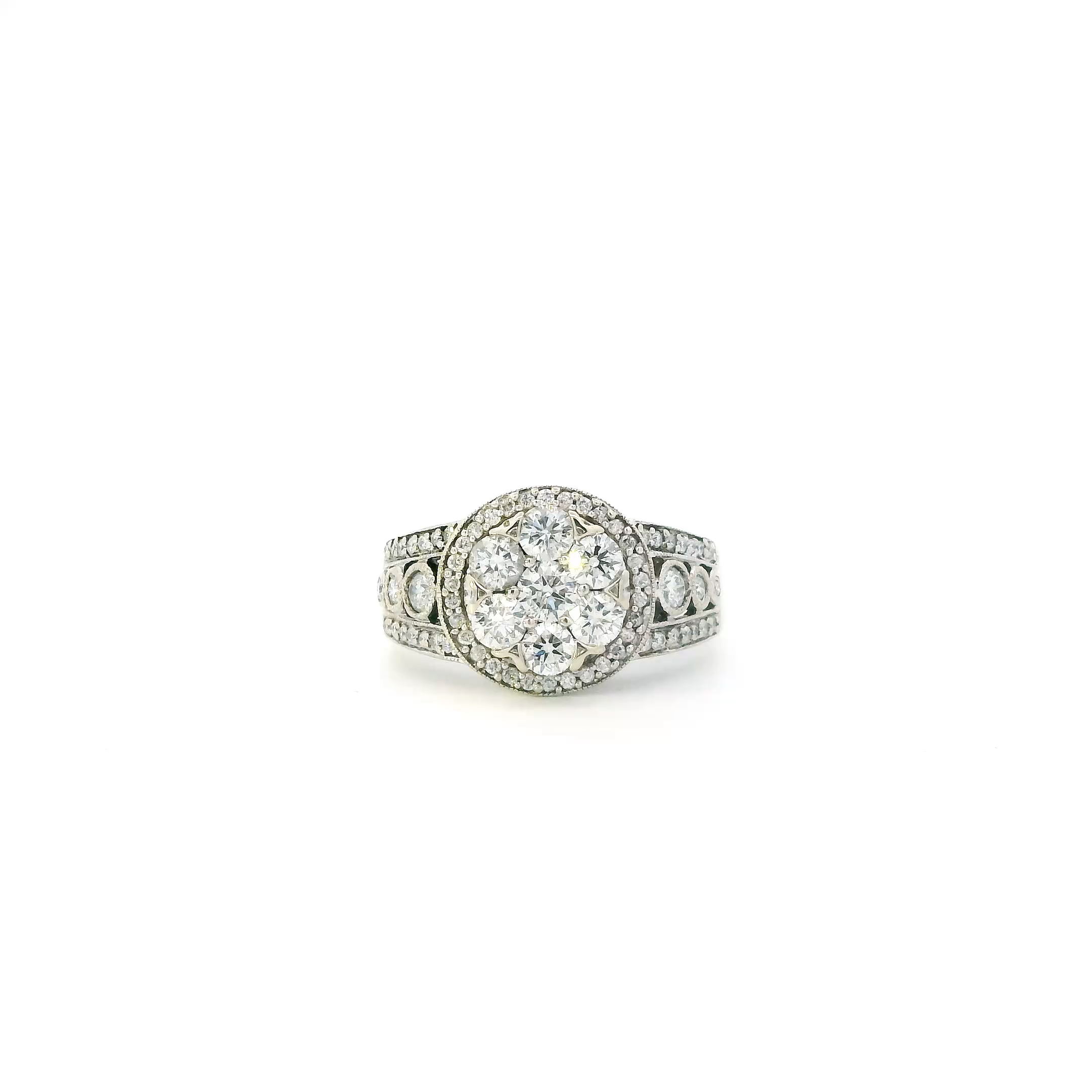 14K White Gold Diamond Womens Circle Ring - 1.67ct