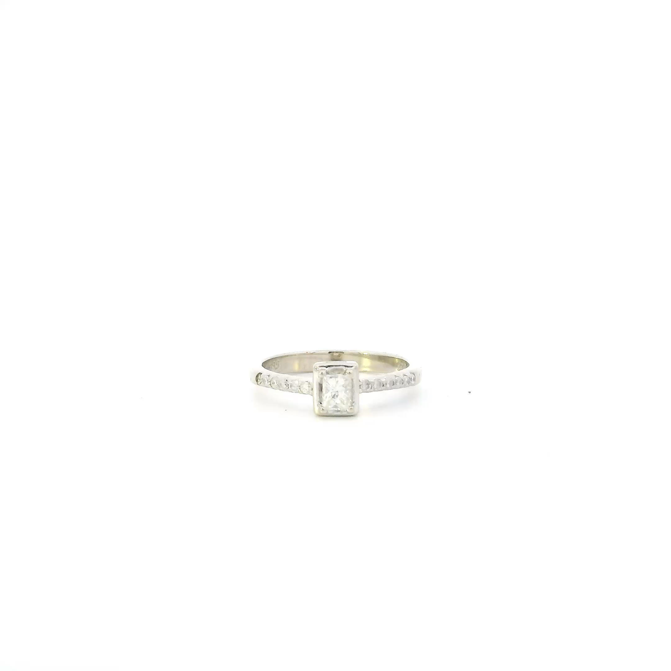 14K White Gold Square Mod Diamond Womens Ring - 0.32ct