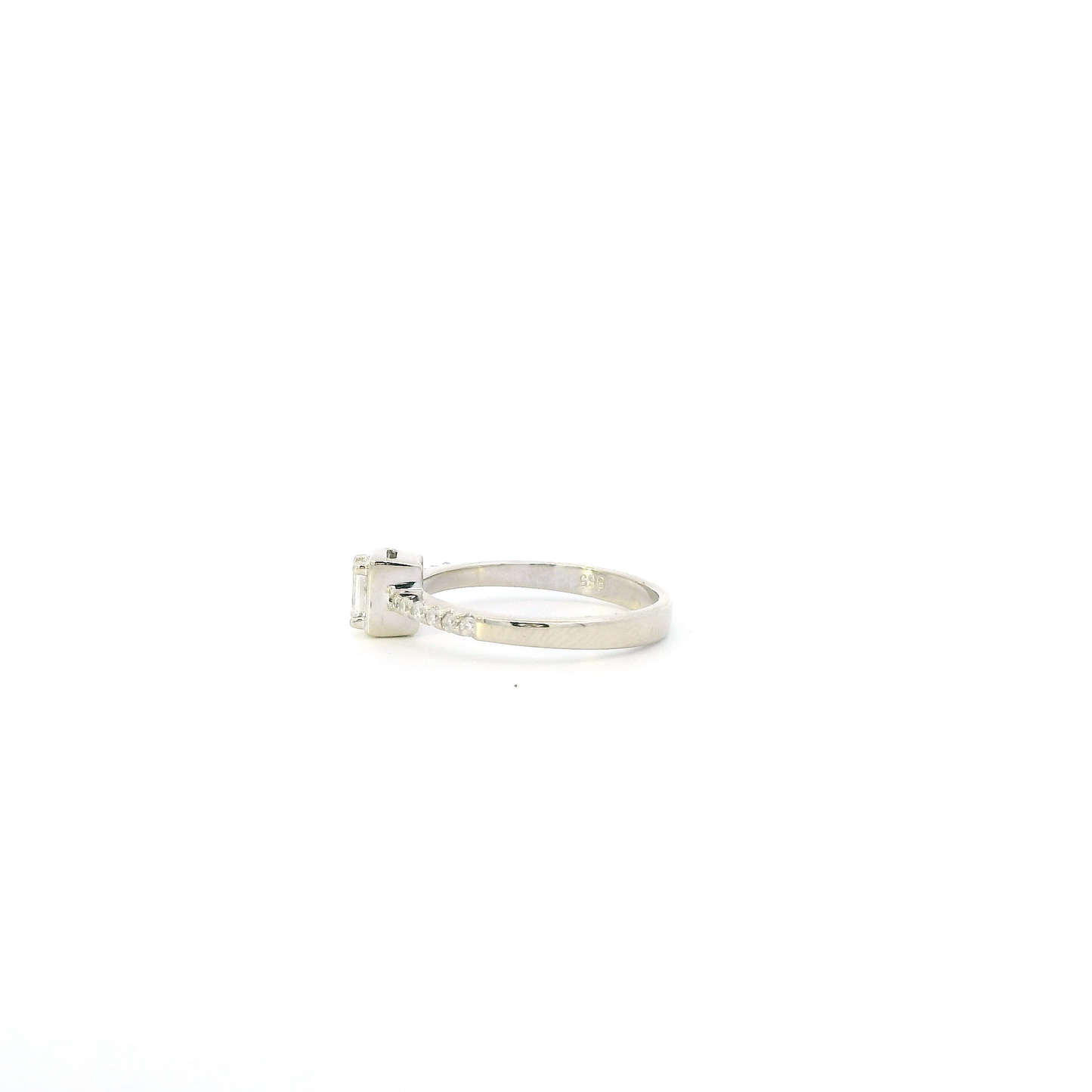 14K White Gold Square Mod Diamond Womens Ring - 0.32ct