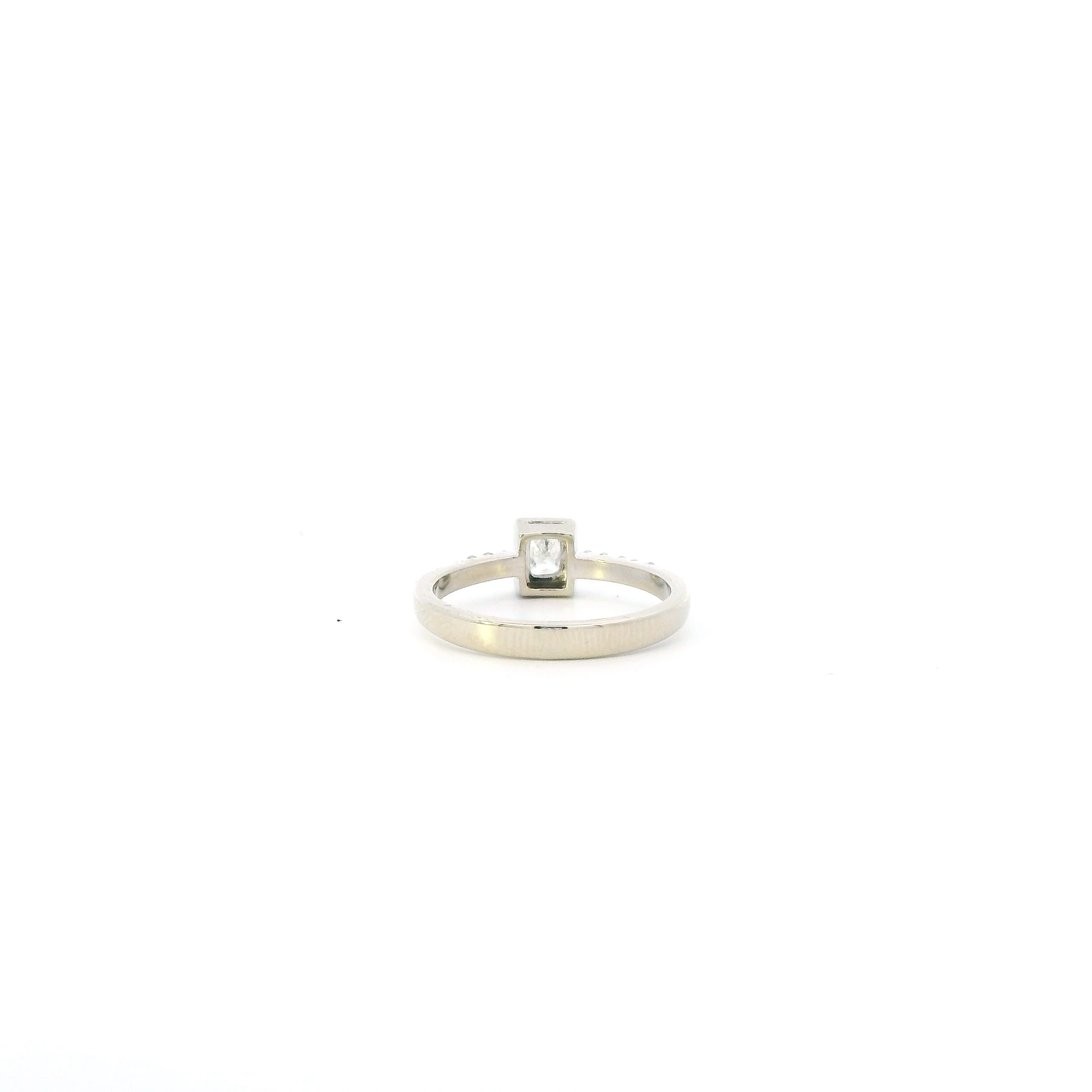 14K White Gold Square Mod Diamond Womens Ring - 0.32ct