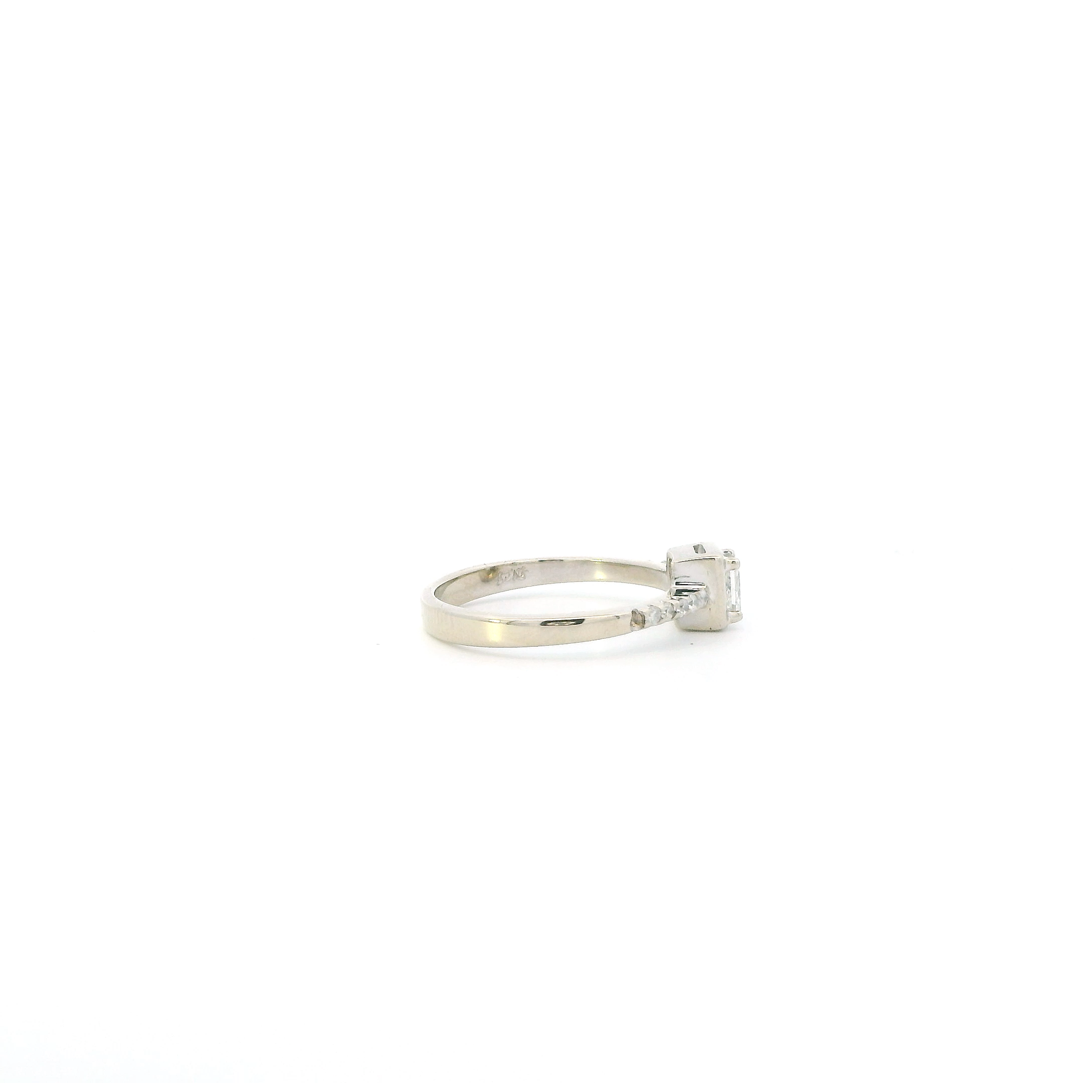 14K White Gold Square Mod Diamond Womens Ring - 0.32ct