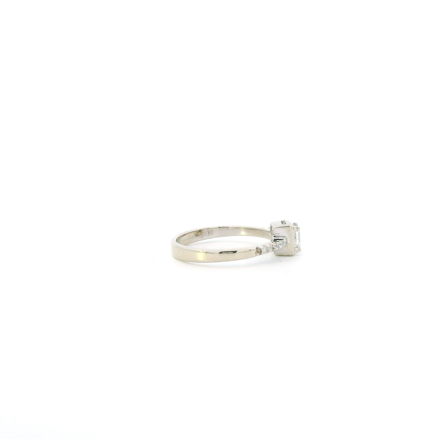 14K White Gold Square Mod Diamond Womens Ring - 0.32ct