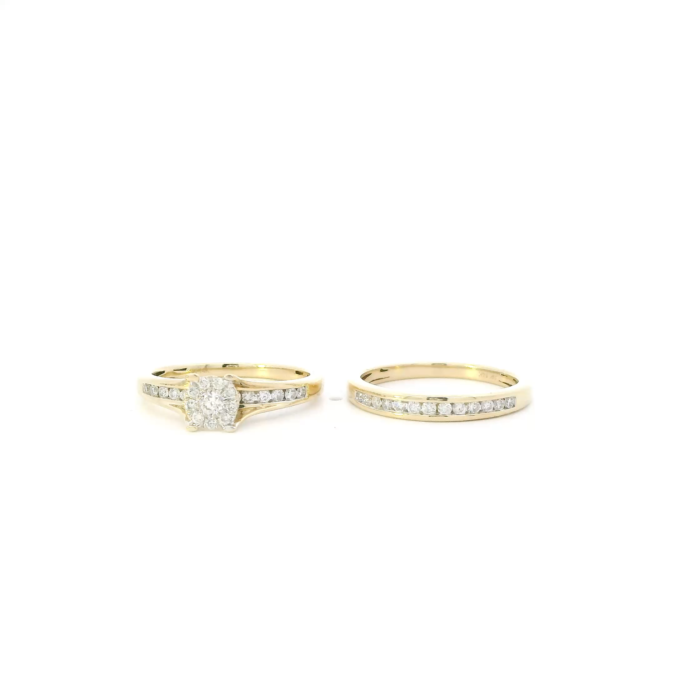 14K Yellow Gold Diamond Womens Engagement & Wedding Ring Set - 0.71ct