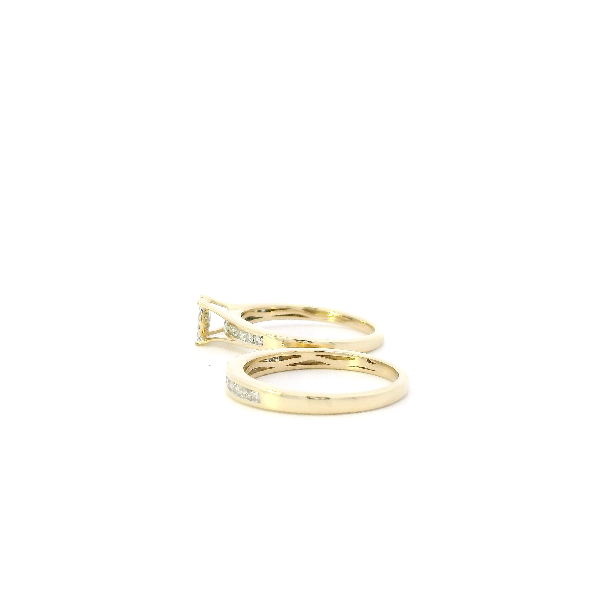 14K Yellow Gold Diamond Womens Engagement & Wedding Ring Set - 0.71ct