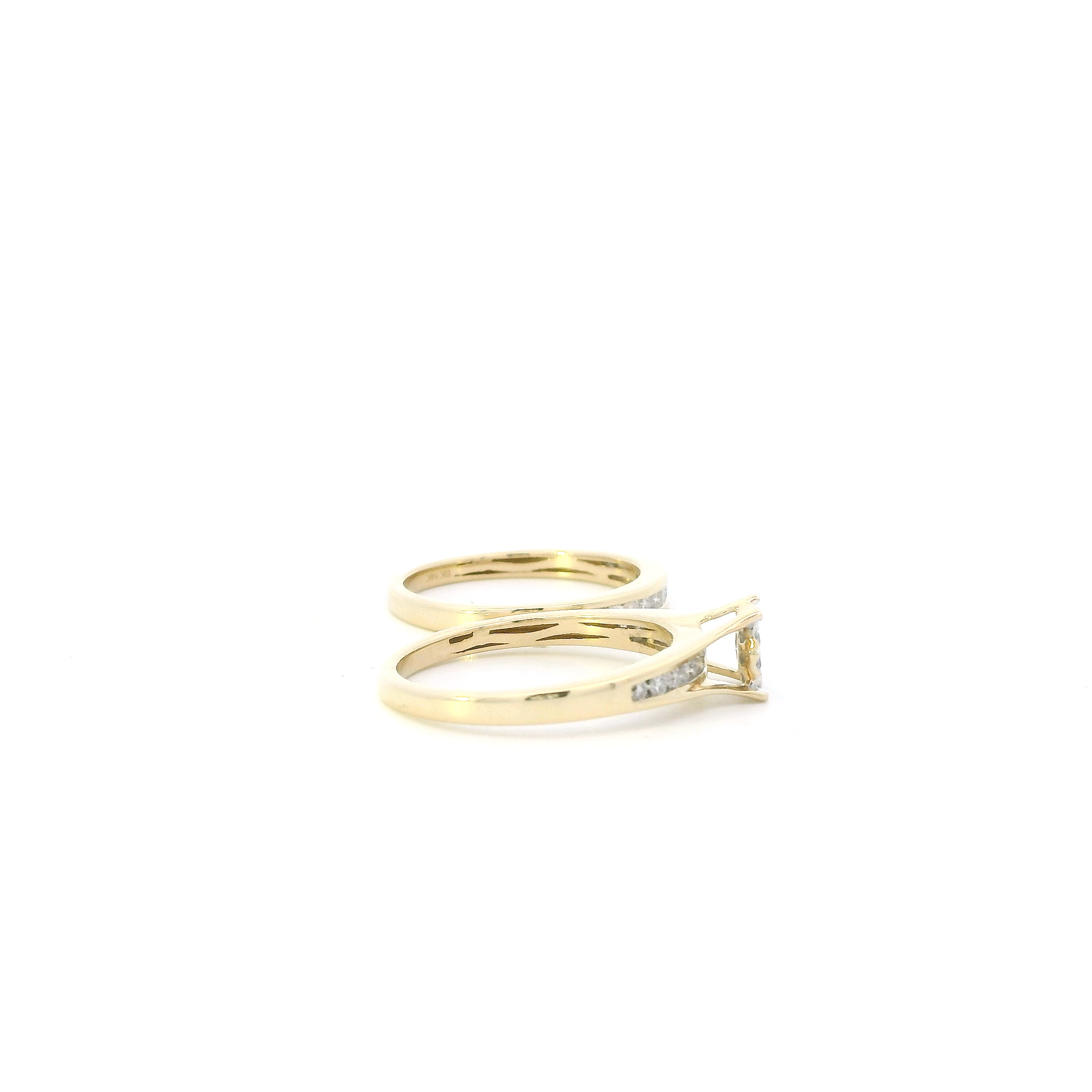 14K Yellow Gold Diamond Womens Engagement & Wedding Ring Set - 0.71ct