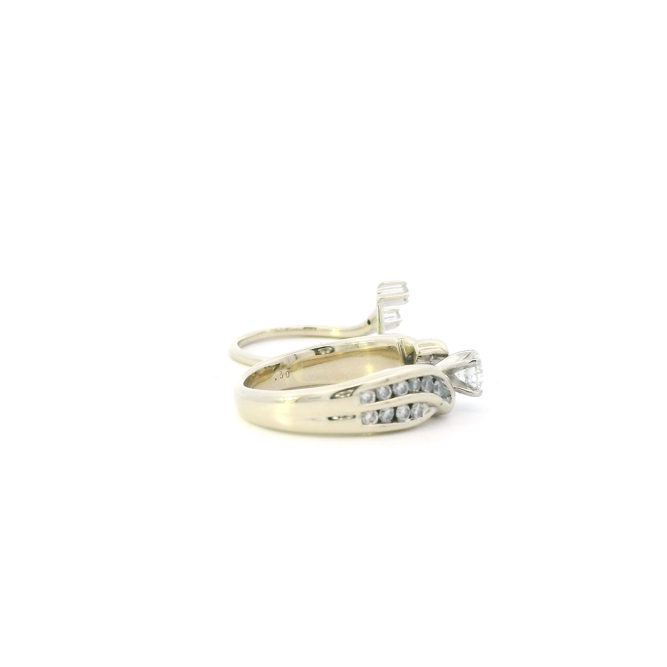 14K White Gold Diamond Womens Engagement & Wedding Ring Set - 0.86ct