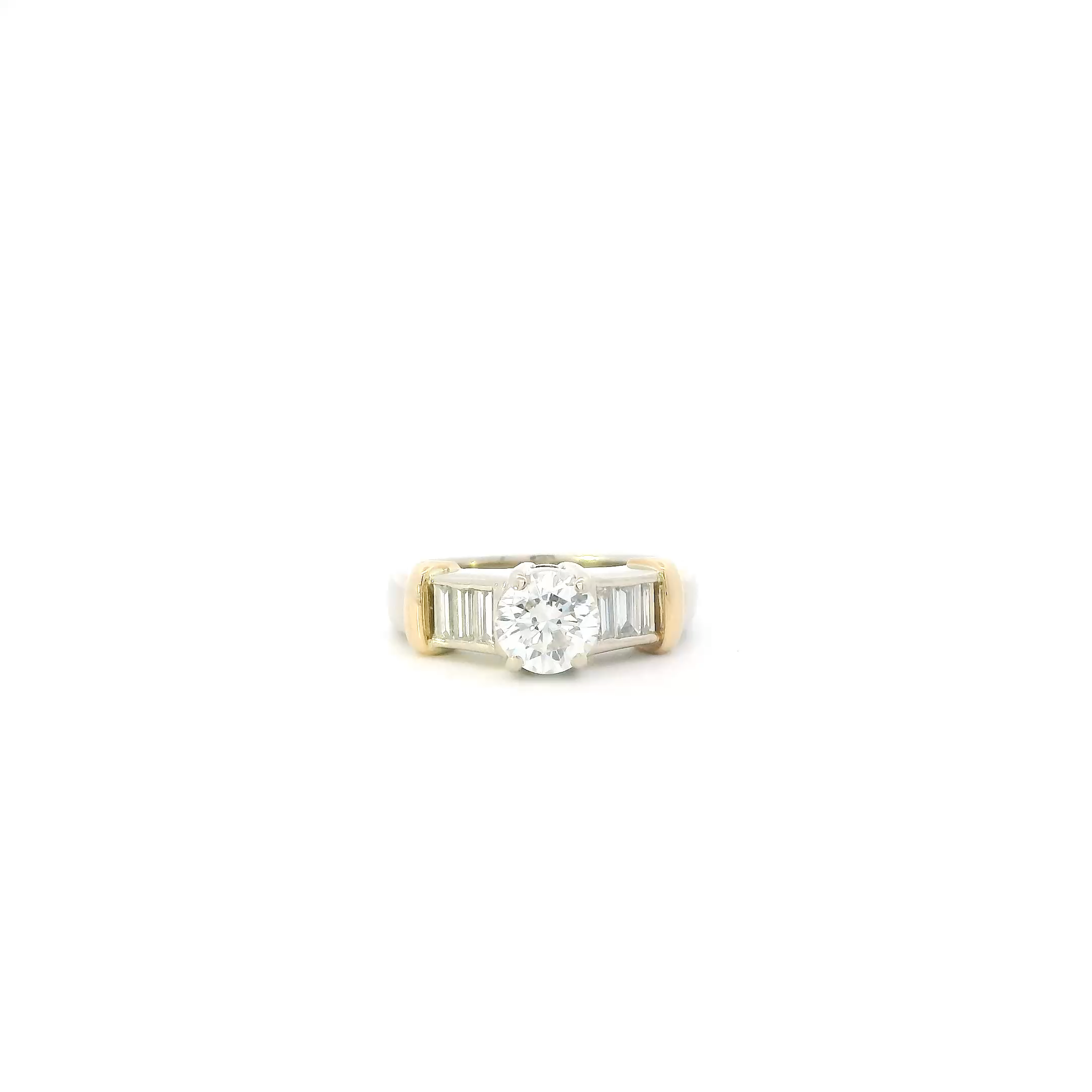 14K White & Yellow Gold Diamond Womens Ring - 1.37ct