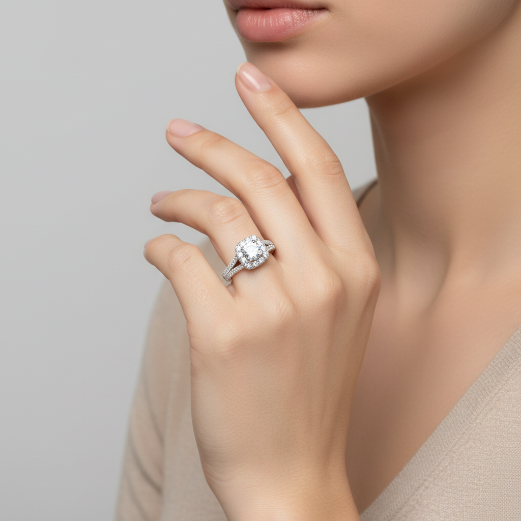 14K White Gold Lab Grown Diamond Womens Ring - 1.41ct