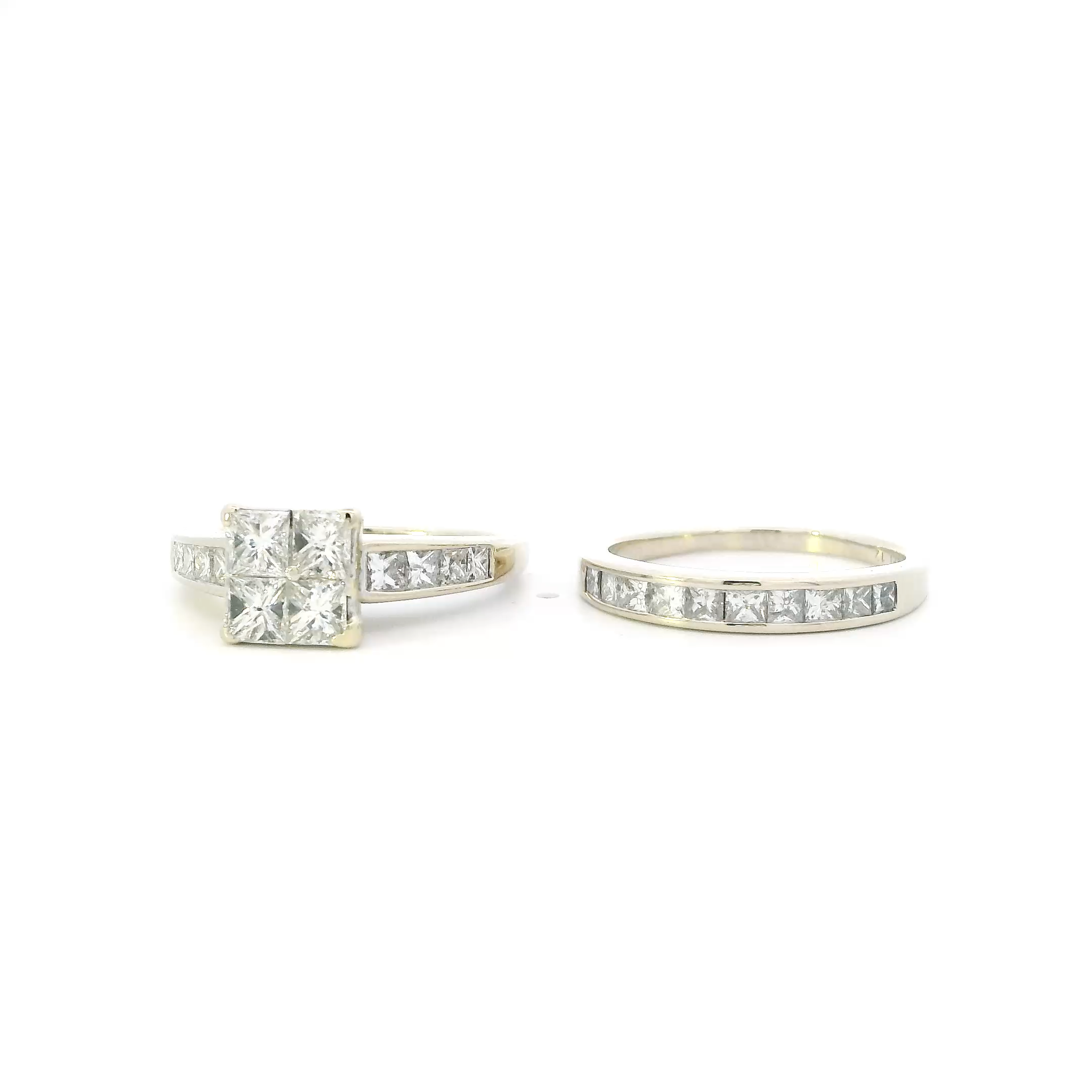 14K White Gold Diamond Womens engagement & Wedding Ring Set - 2.80ct