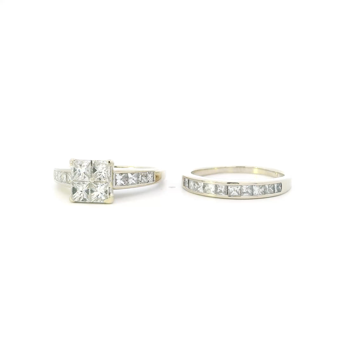 14K White Gold Diamond Womens engagement & Wedding Ring Set - 2.80ct