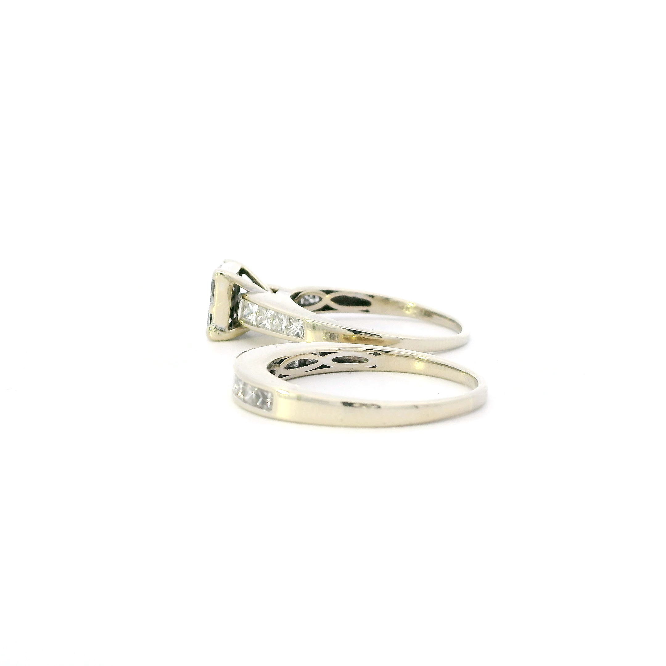 14K White Gold Diamond Womens engagement & Wedding Ring Set - 2.80ct