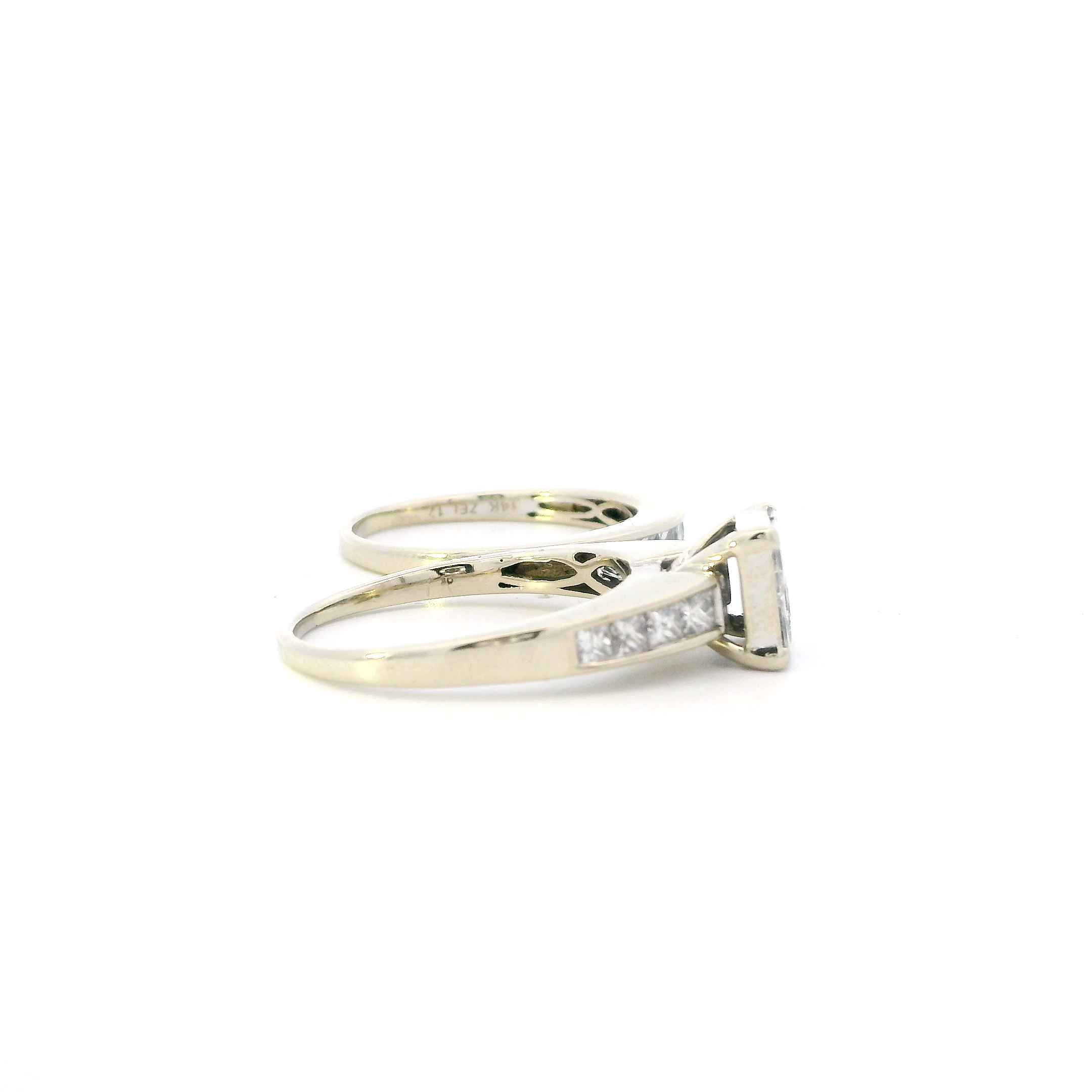 14K White Gold Diamond Womens engagement & Wedding Ring Set - 2.80ct