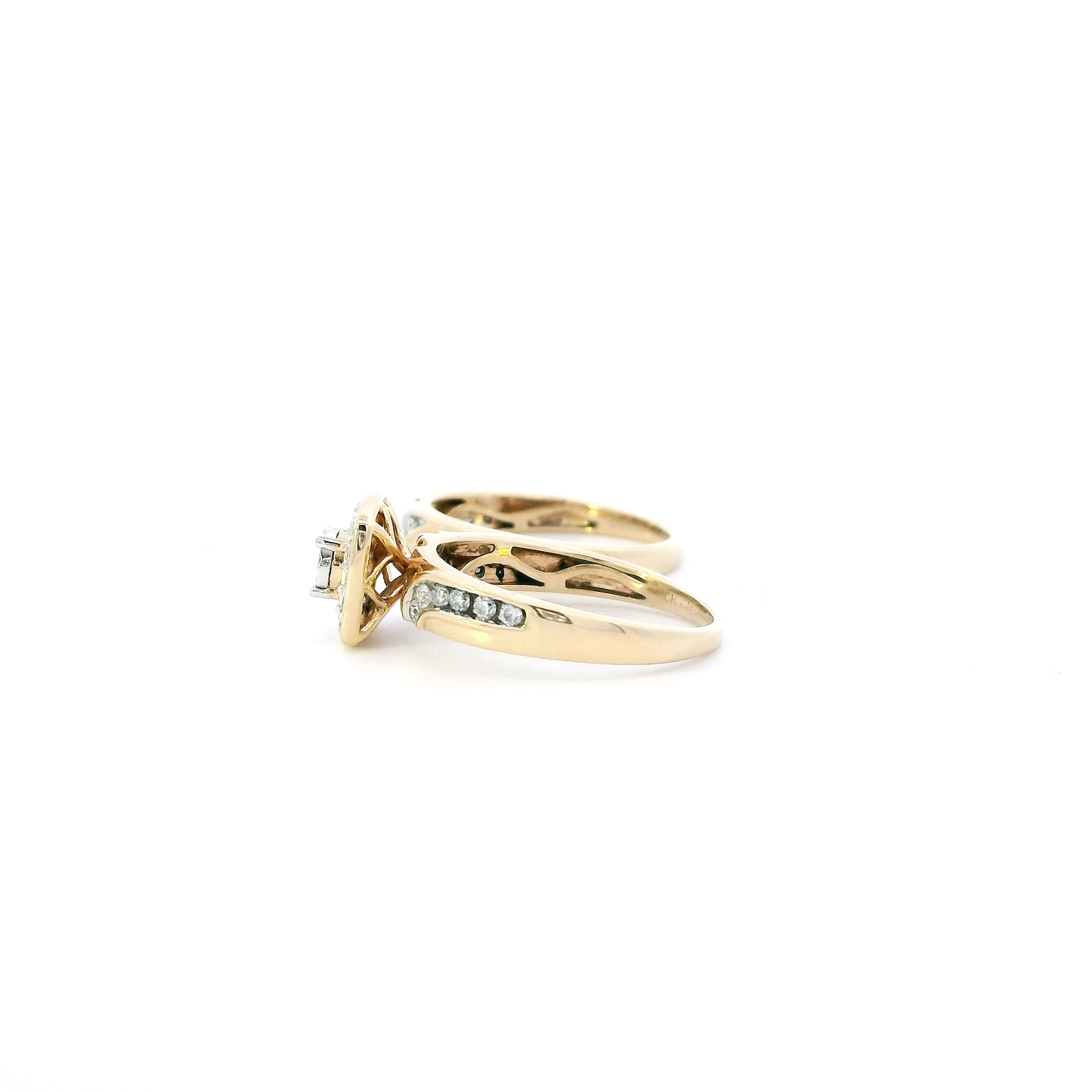 10K Yellow Gold Lab Diamond Womens Engagement & Wedding Ring Set - 0.42ct