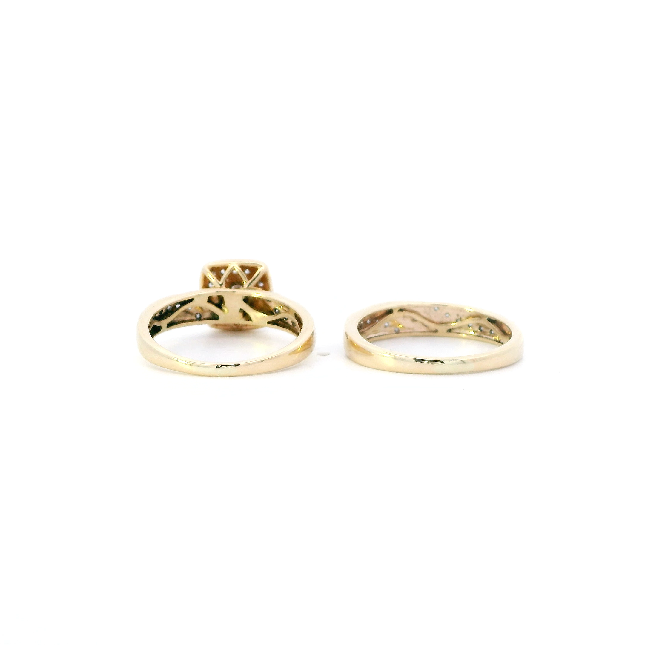 10K Yellow Gold Lab Diamond Womens Engagement & Wedding Ring Set - 0.42ct