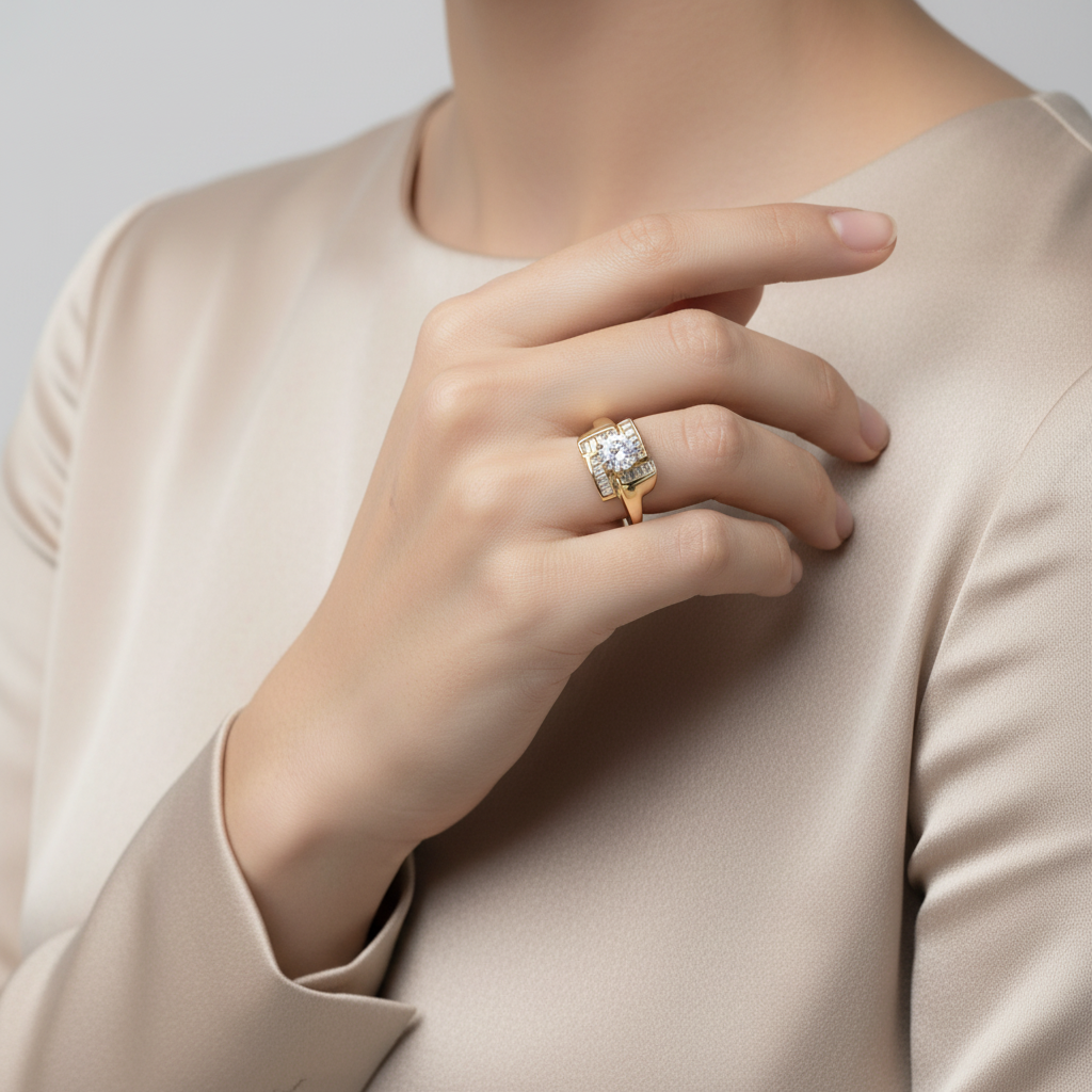 14K Yellow Gold Diamond Womens Ring - 1.02ct