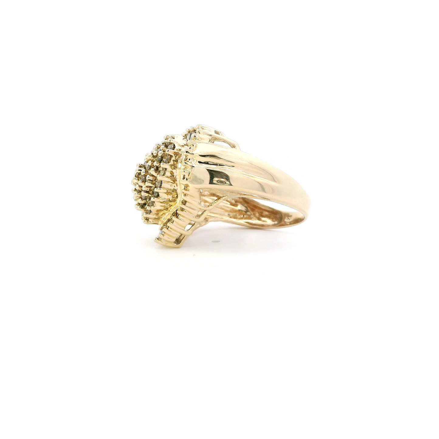 10K Yellow Gold Diamond Heart Womens Ring - 1.45ct