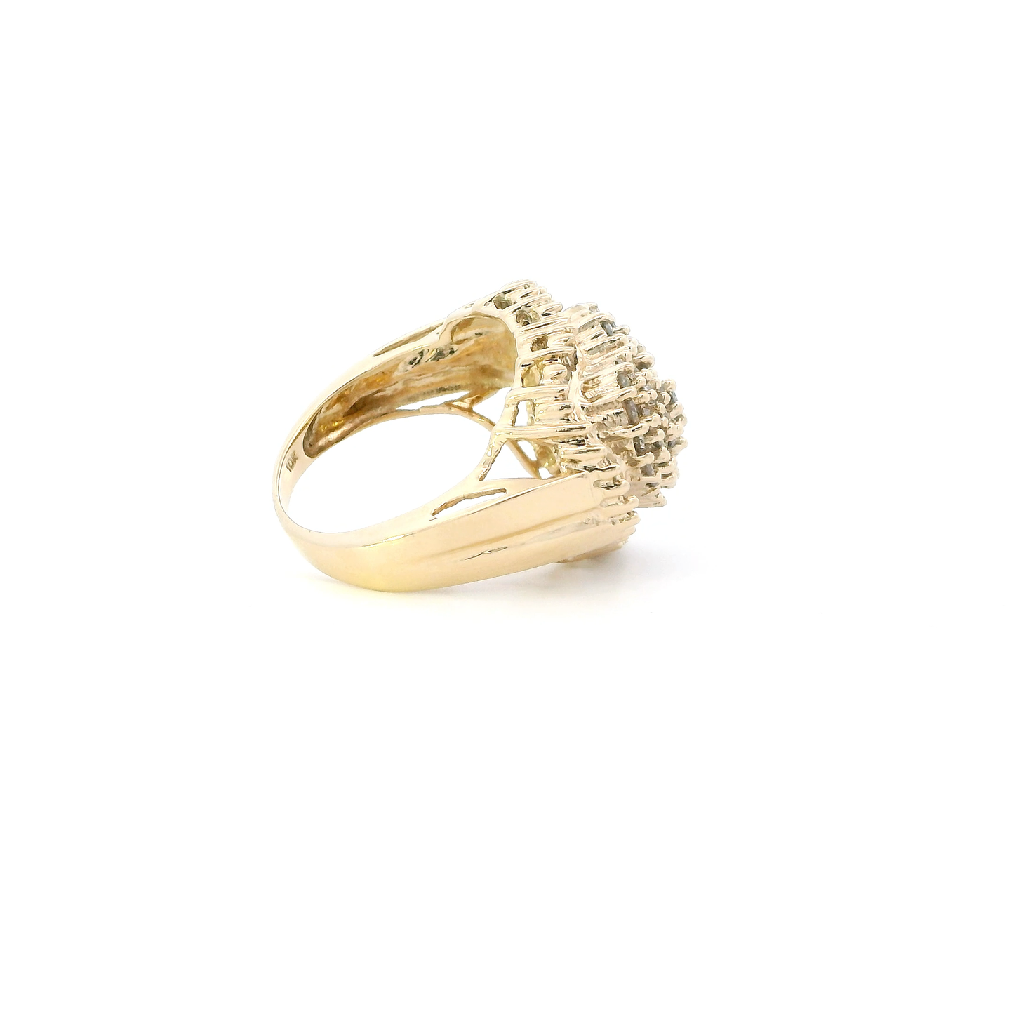 10K Yellow Gold Diamond Heart Womens Ring - 1.45ct