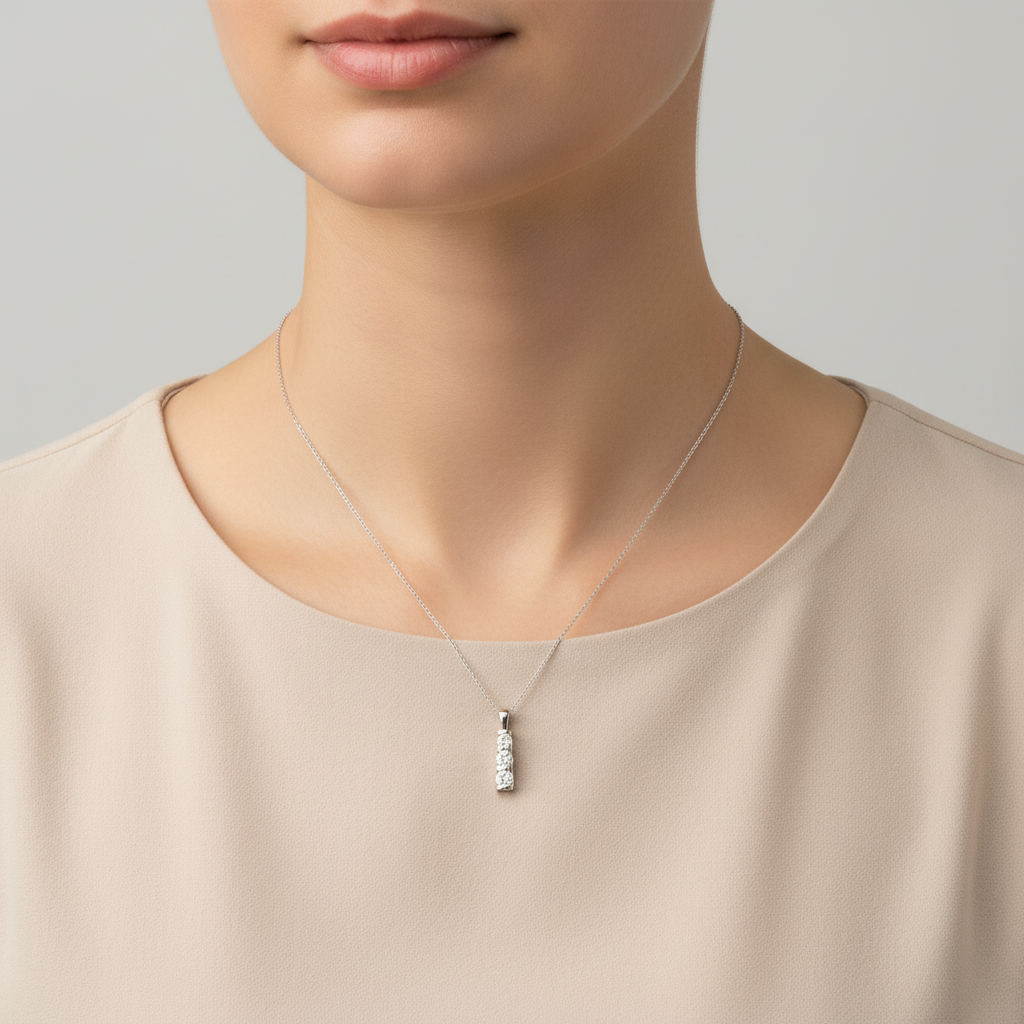 14K White Gold Diamond & 18" Rope Chain - 0.65ct