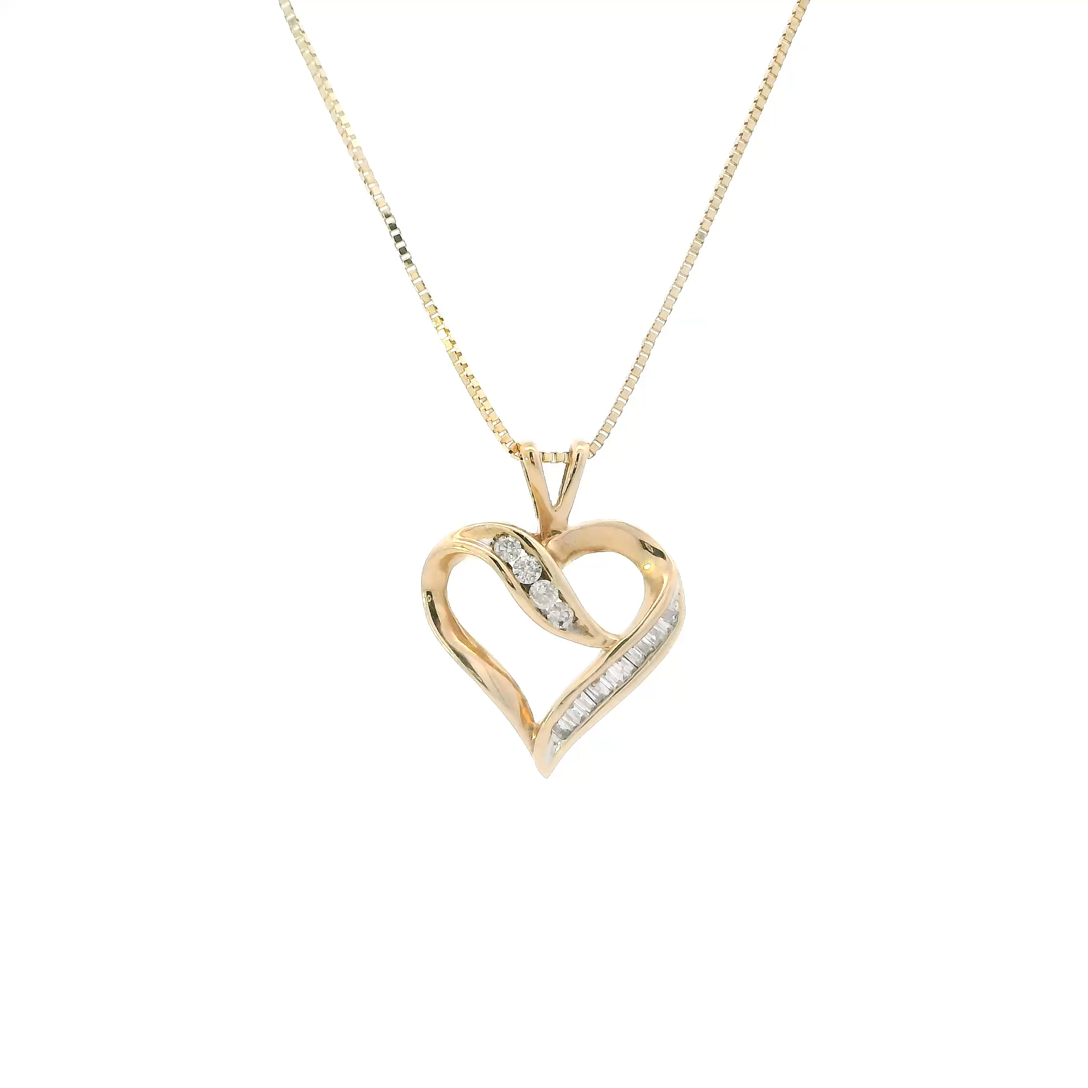 14K Yellow Gold Diamond Heart Pendant & 18