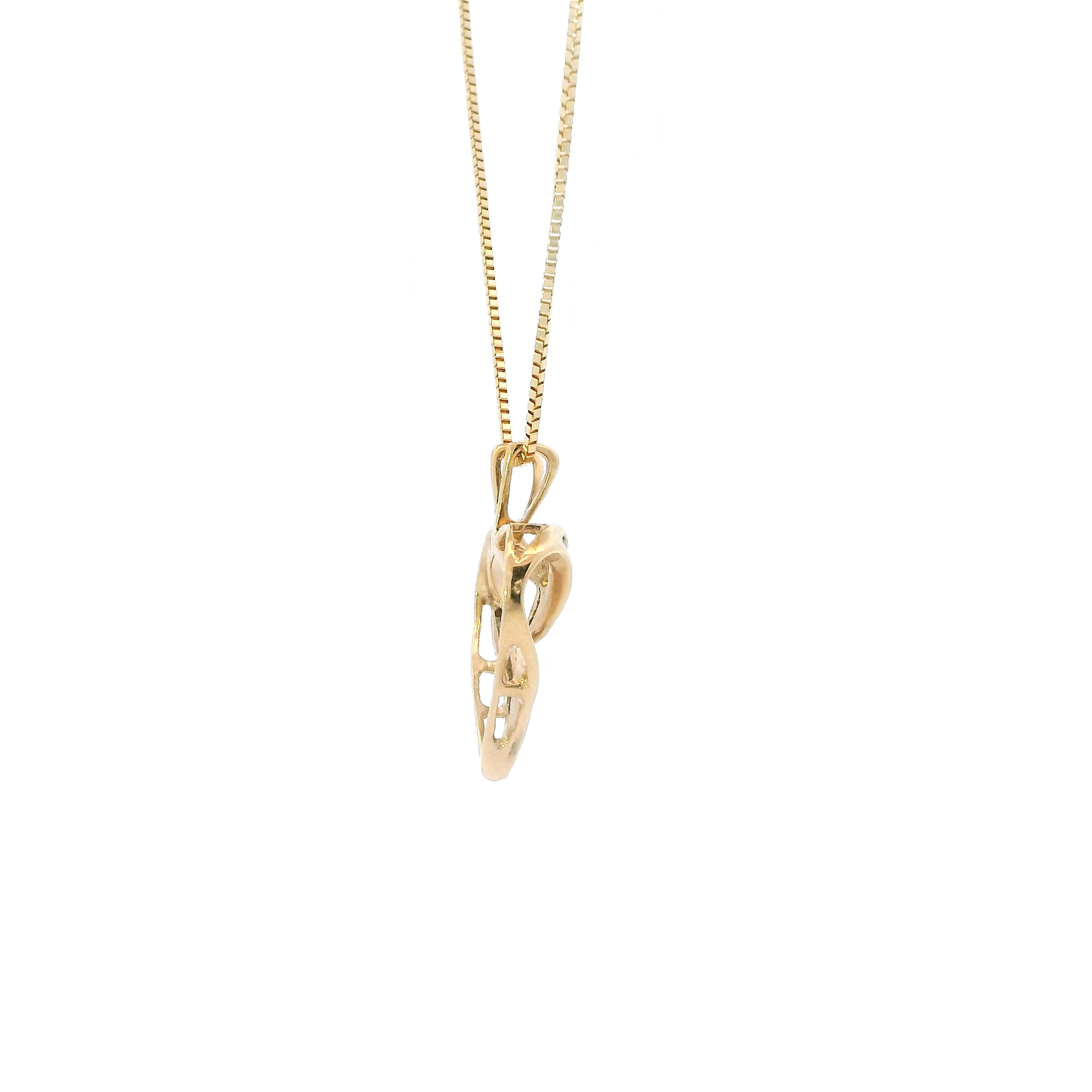 14K Yellow Gold Diamond Heart Pendant & 18" Box Chain - 0.11ct