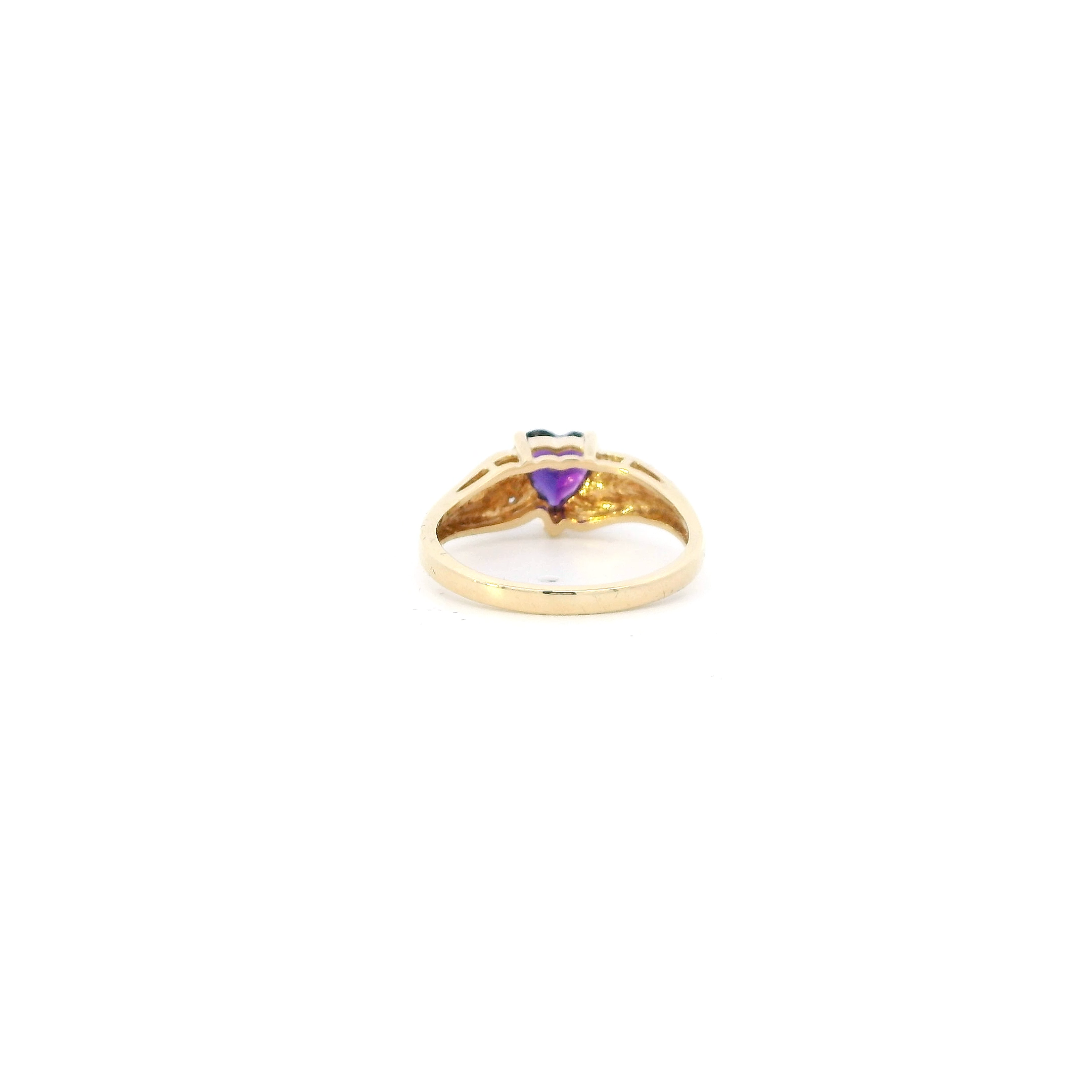 10K Yellow Gold Synthetic Heart Amethyst Womens Ring