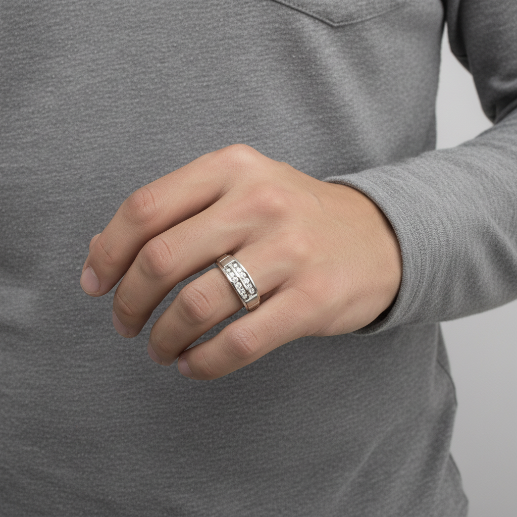 14K White Gold Diamond Mens Ring - 0.30ct